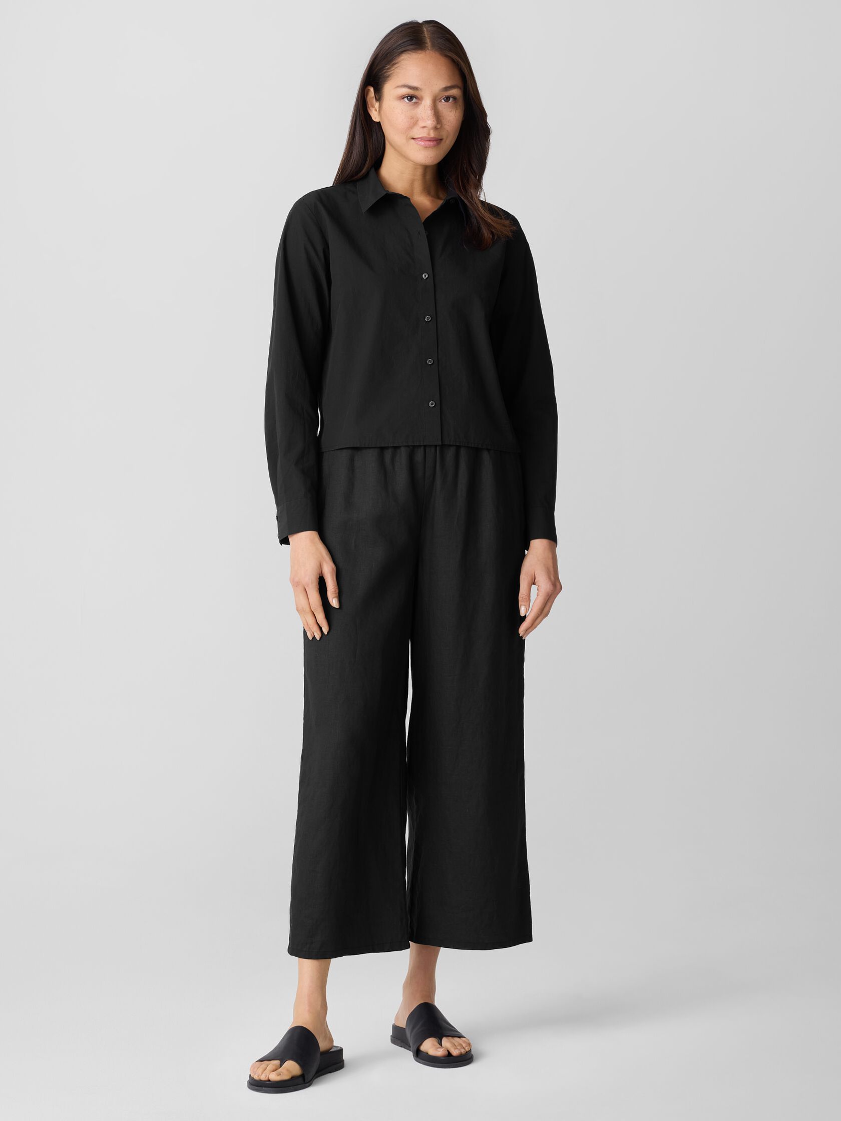 Washed Organic Cotton Poplin Classic Collar Short Shirt