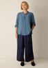 Silk Georgette Crepe Band Collar Top
