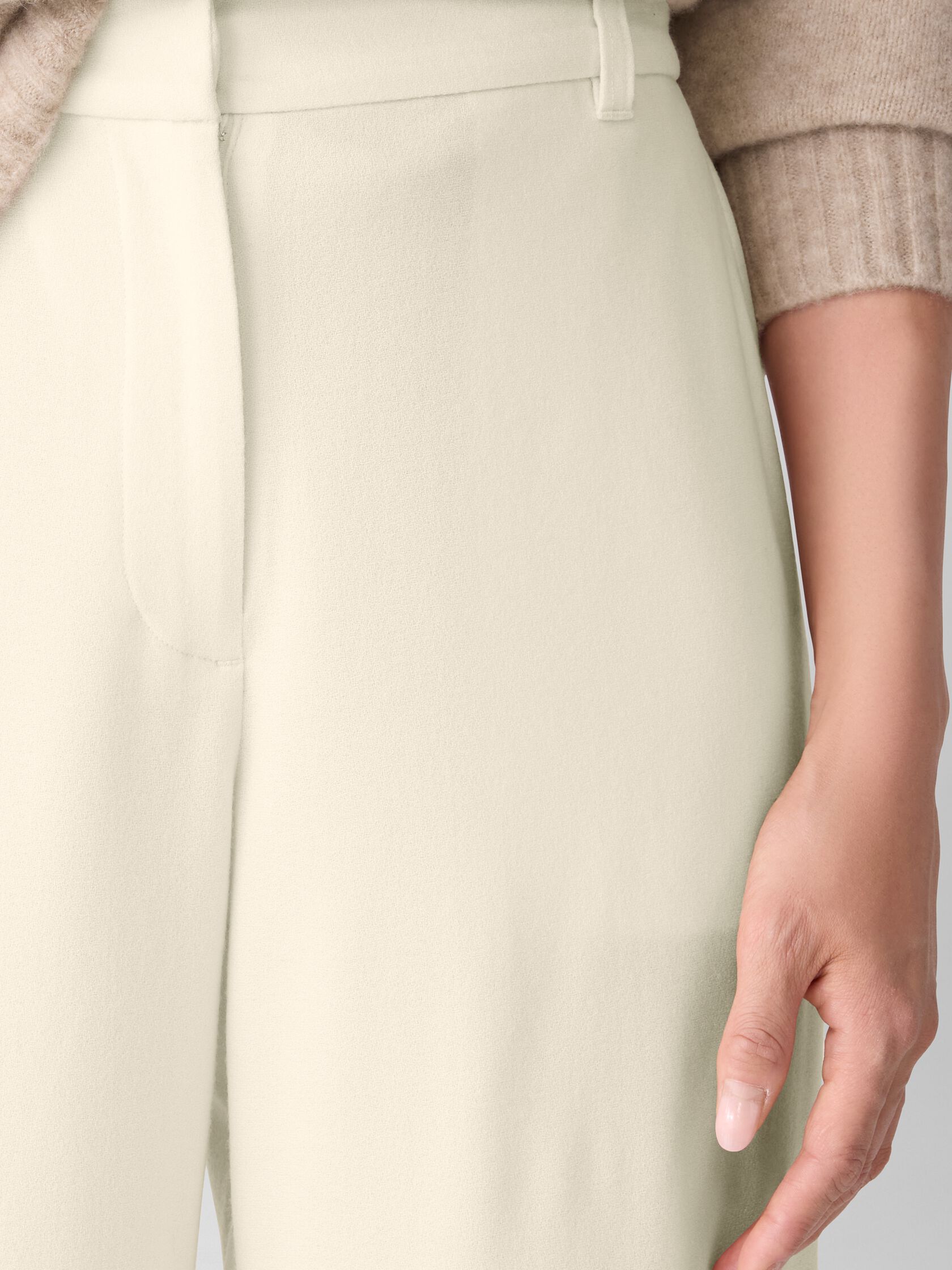 Stretch Wool Crepe Wide-Leg Trouser