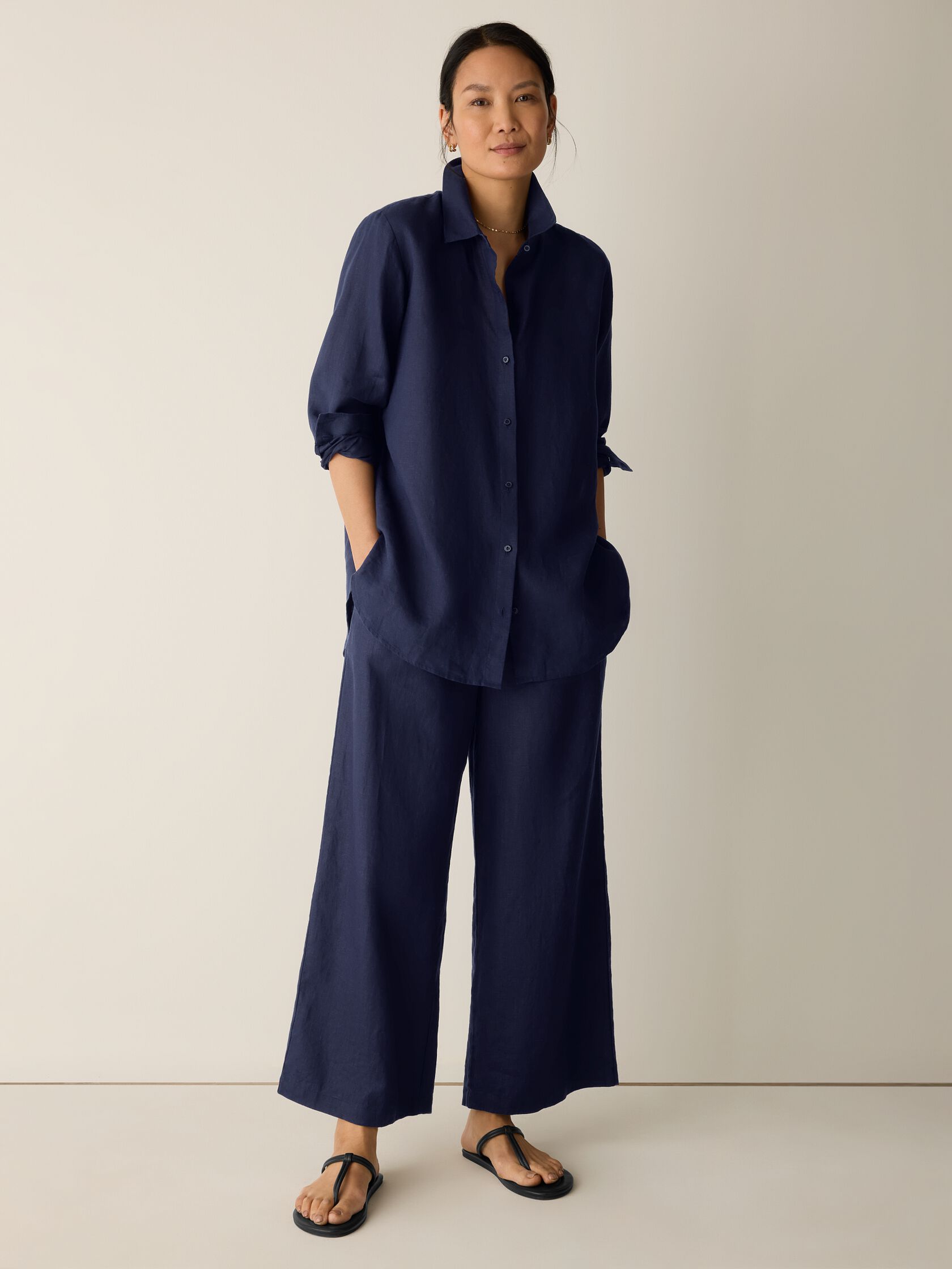 Organic Handkerchief Linen Classic Collar Shirt