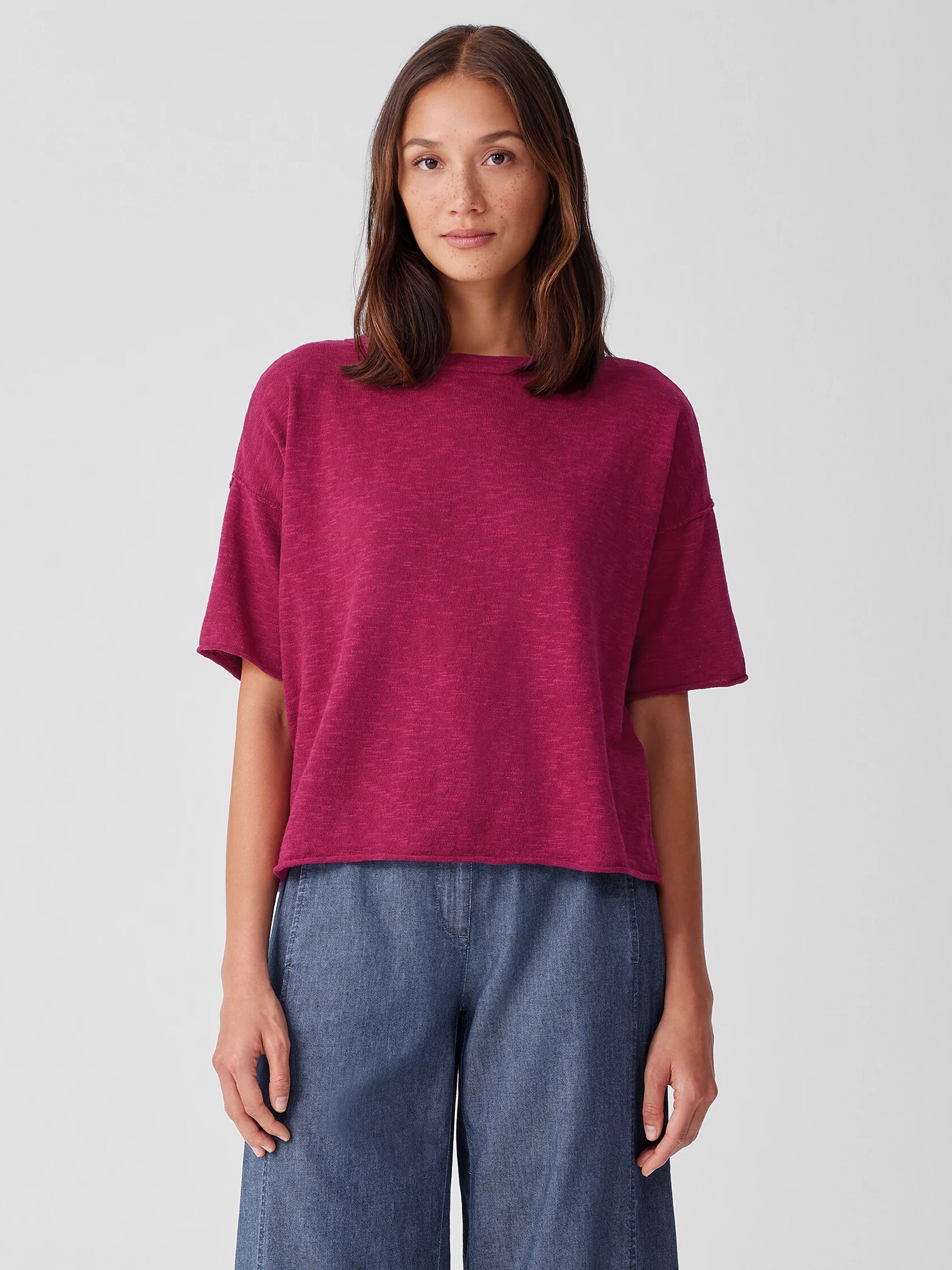 Organic Linen Cotton Slub Bateau Neck Top