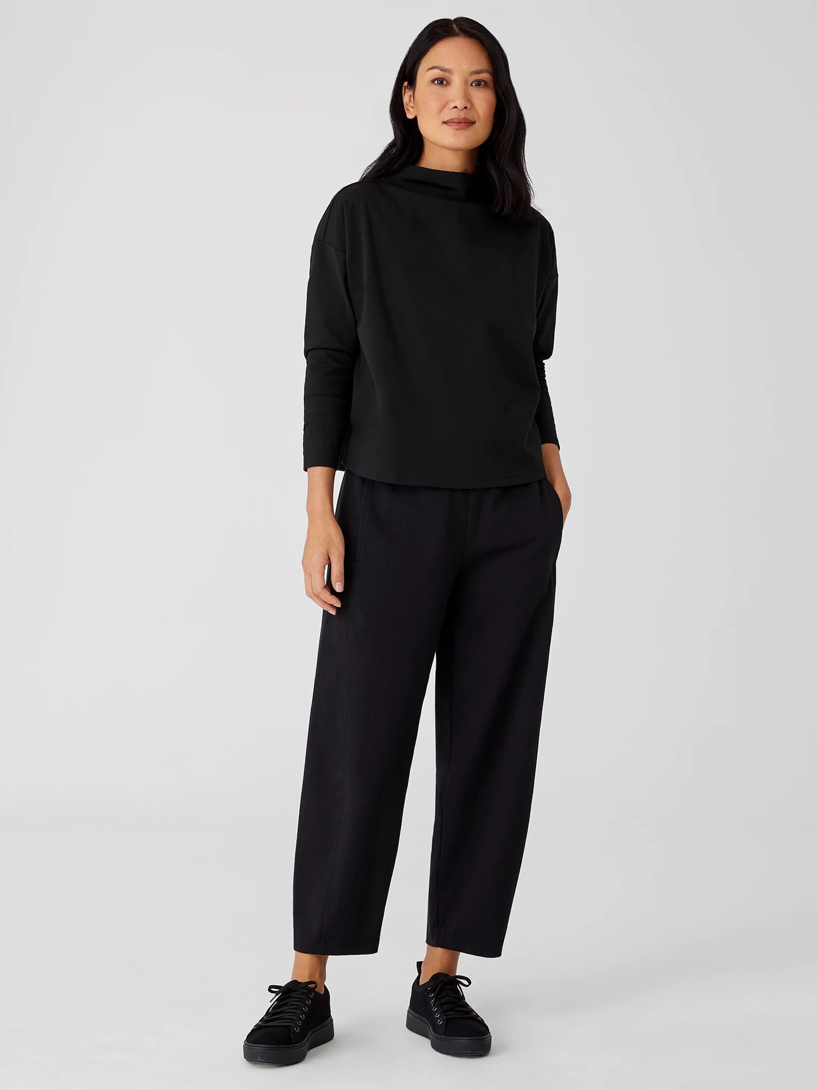 Organic Cotton Ponte Funnel Neck Top
