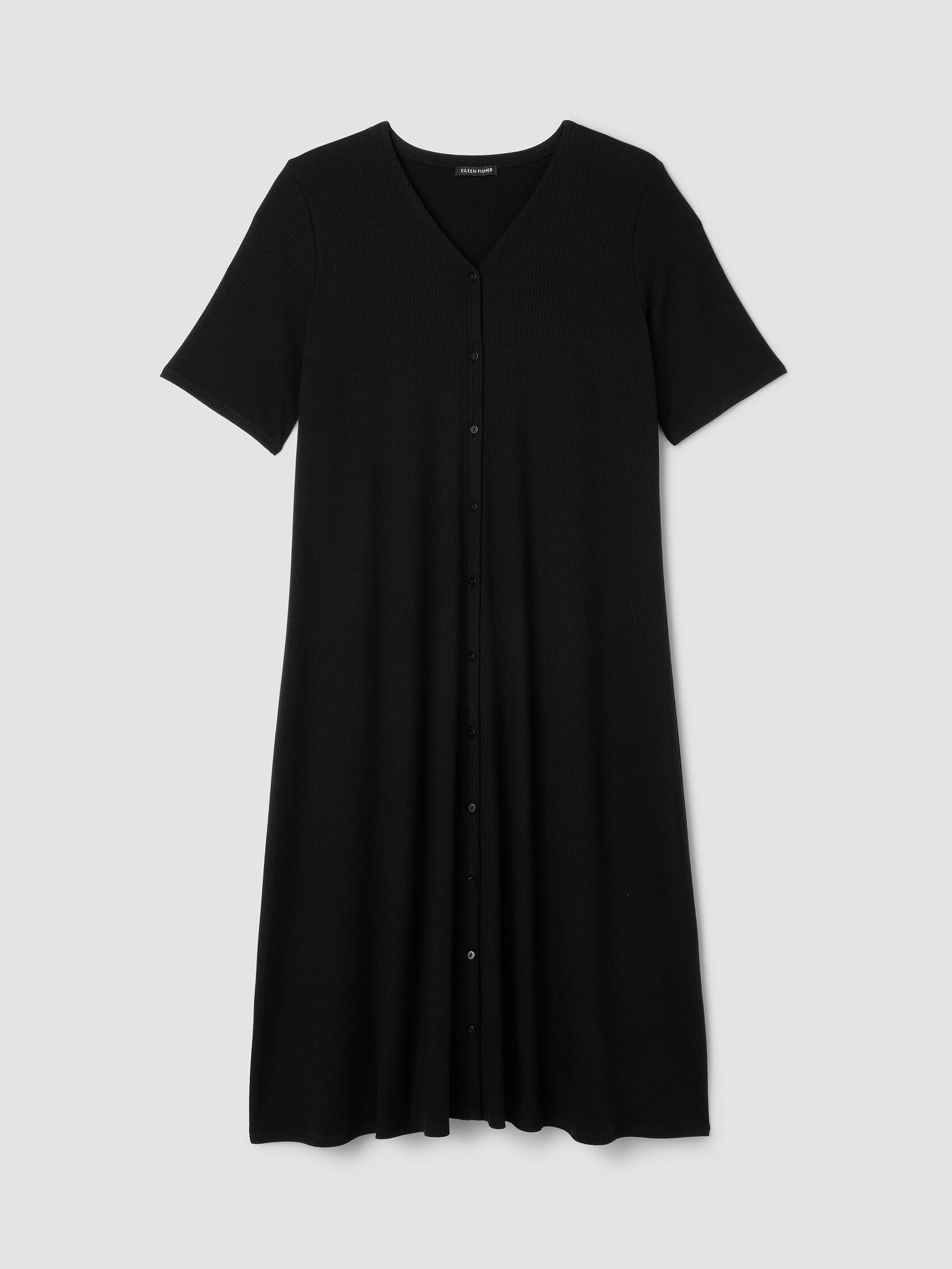 Ribbed Knit V-Neck Dress