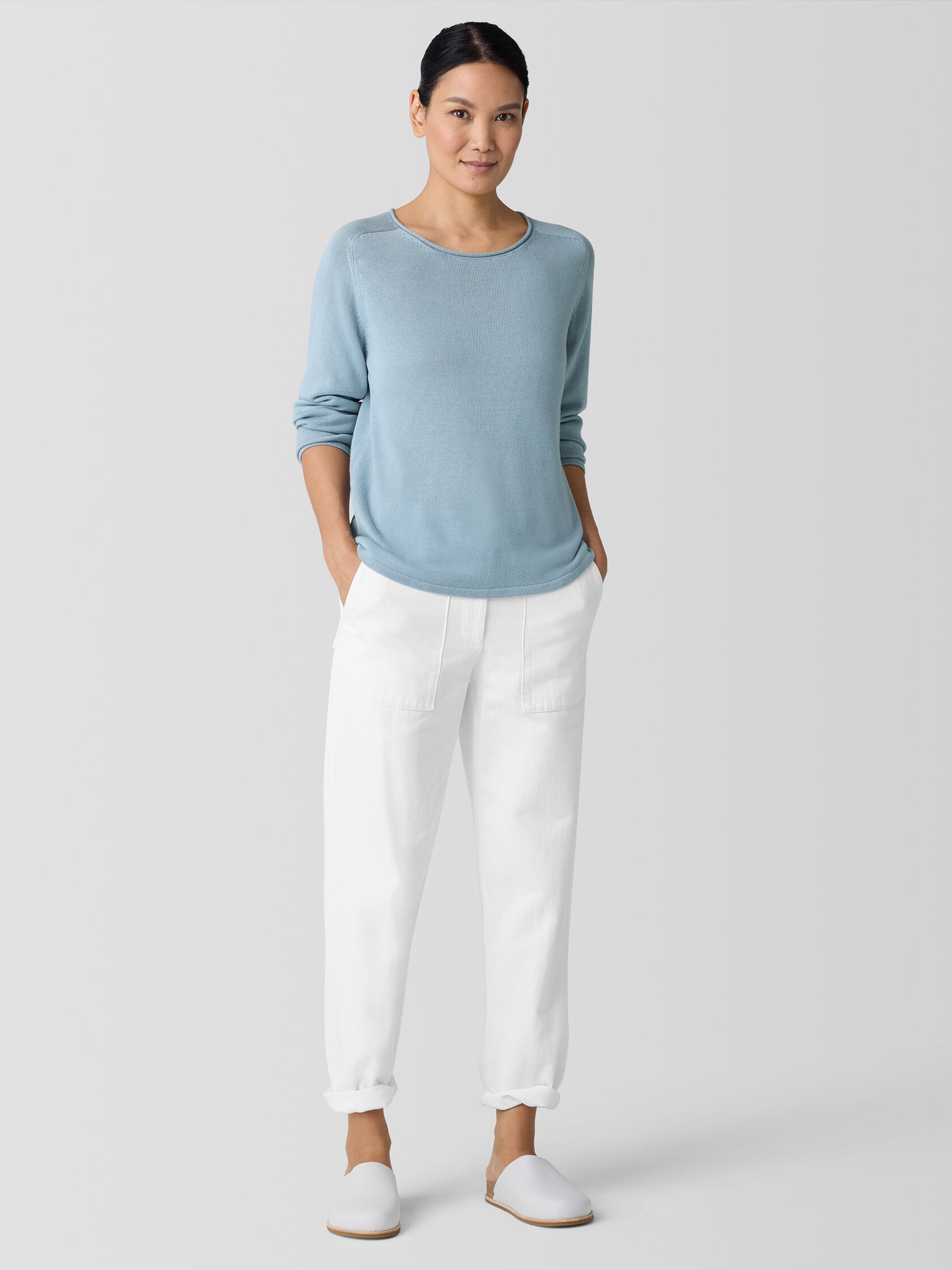 Peruvian Cotton Blend Crew Neck Top