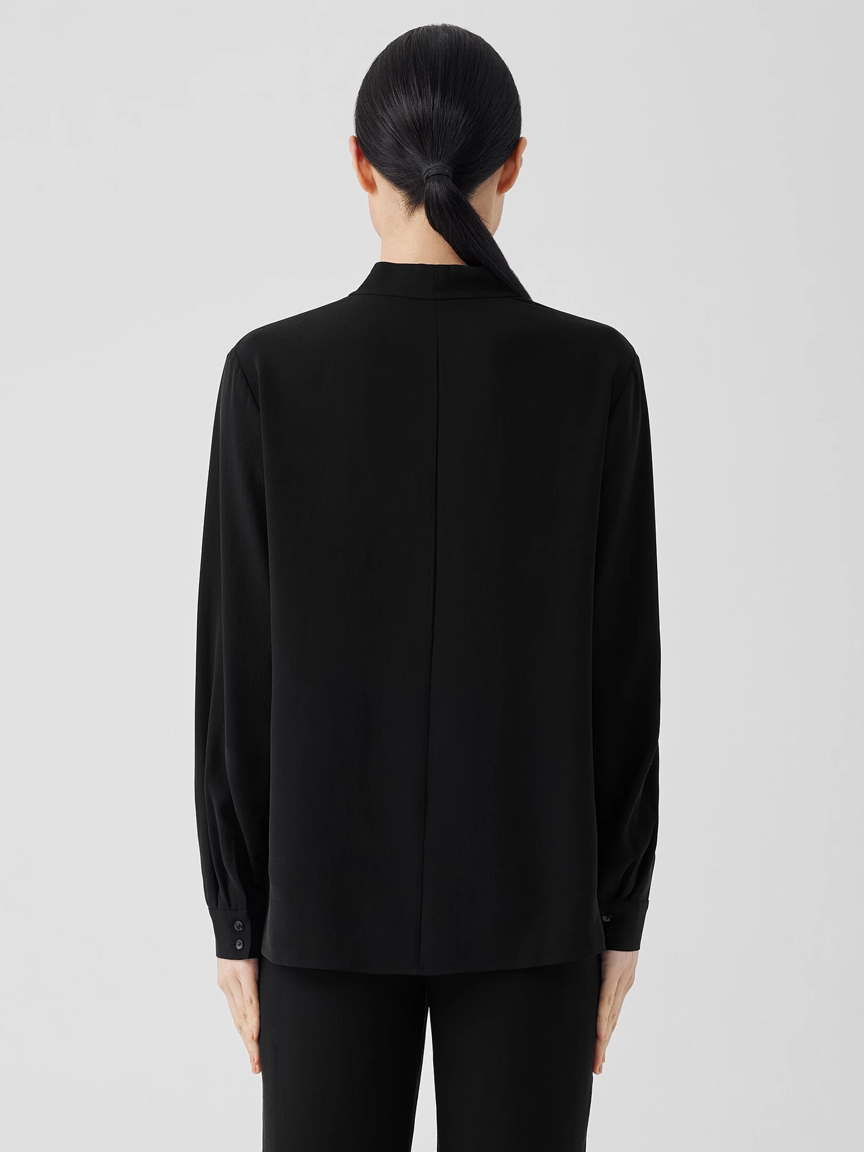 Silk Georgette Crepe V-Neck Top