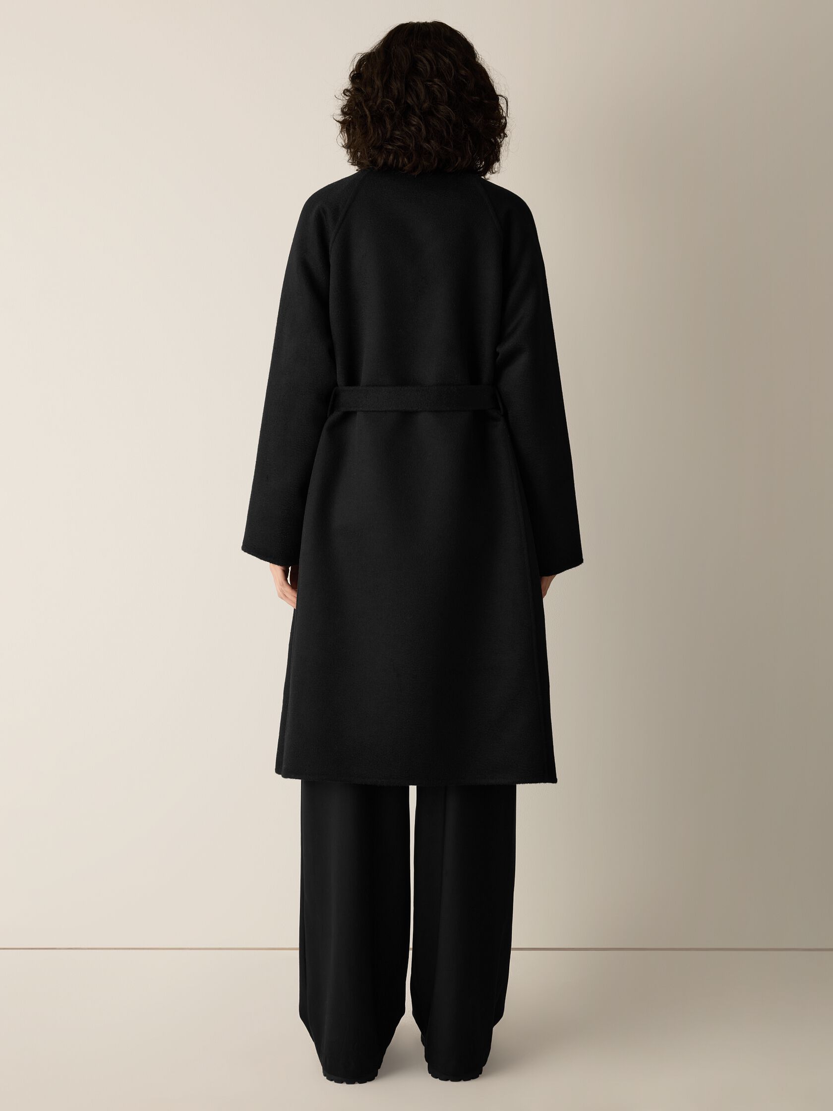 Lustrous Wool Drape Neck Coat