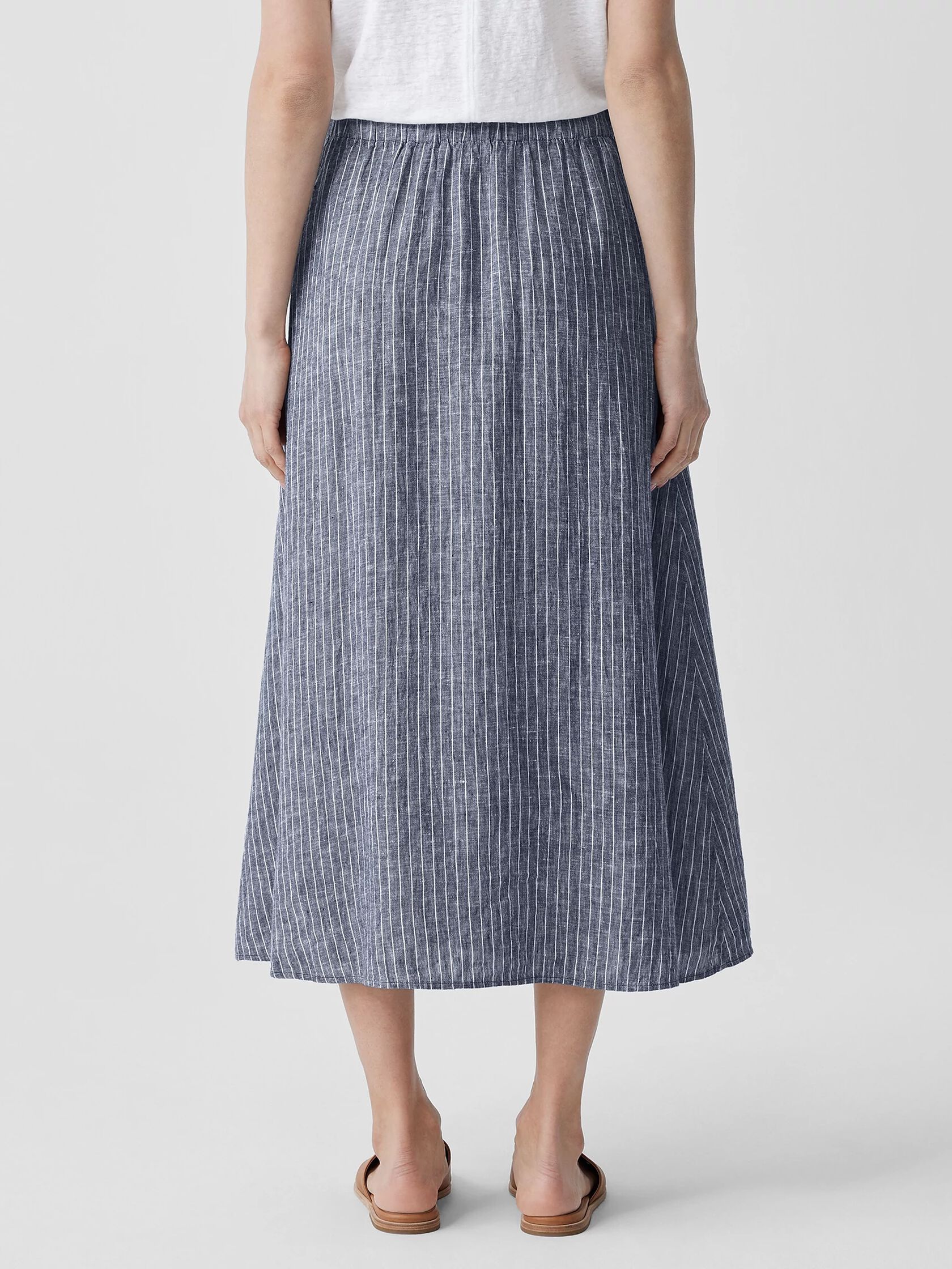 Puckered Organic Linen Pocket Skirt