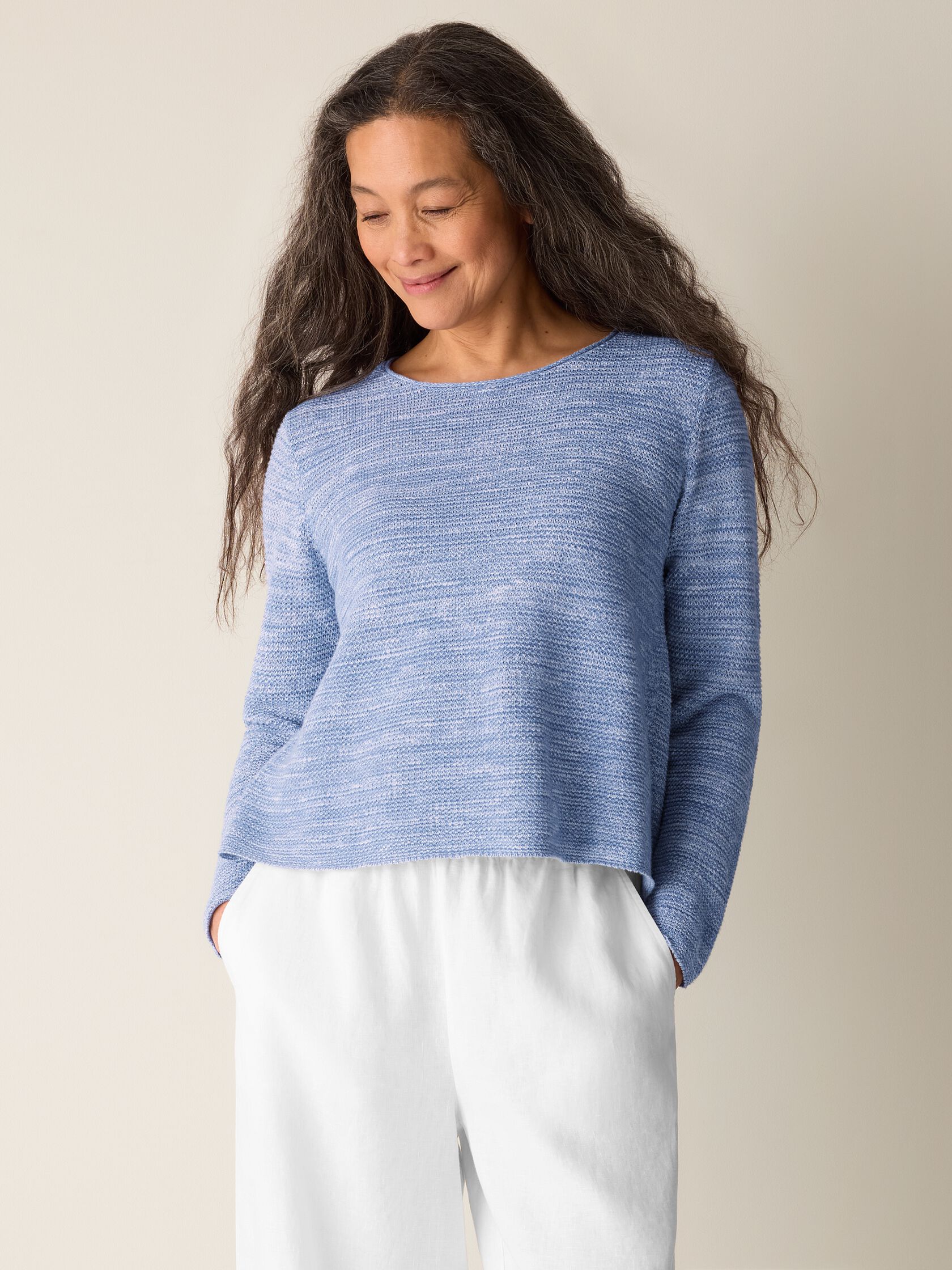 Organic Linen Cotton Slub Crew Neck Top
