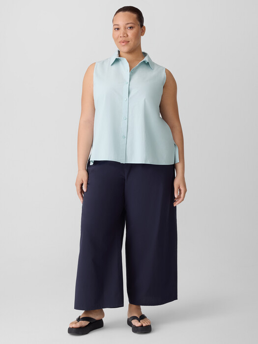 Washed Organic Cotton Poplin Wide-Leg Pant