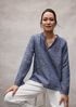 Organic Cotton Microstripe Pucker Split Collar Top