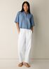 Lightweight Organic Cotton Denim Elbow-Sleeve Shirt