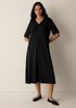 Ribbed Knit V-Neck Dress