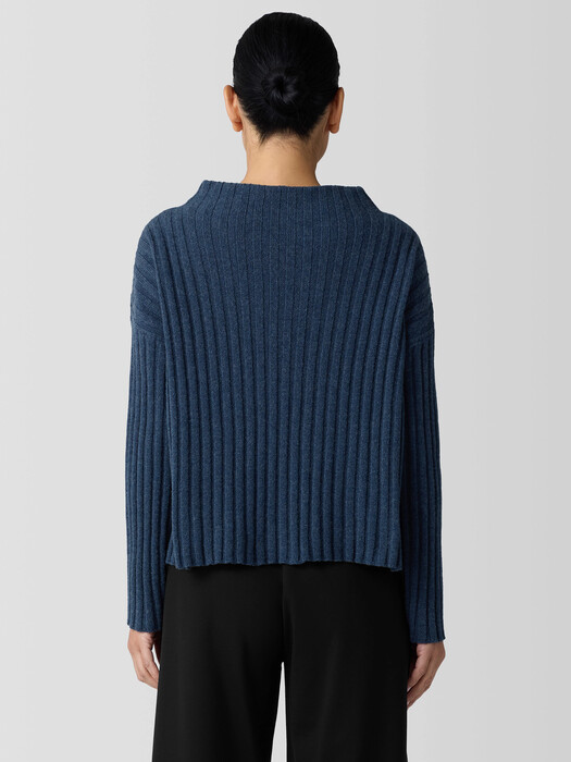 Recycled Wool Cashmere Funnel Neck Top