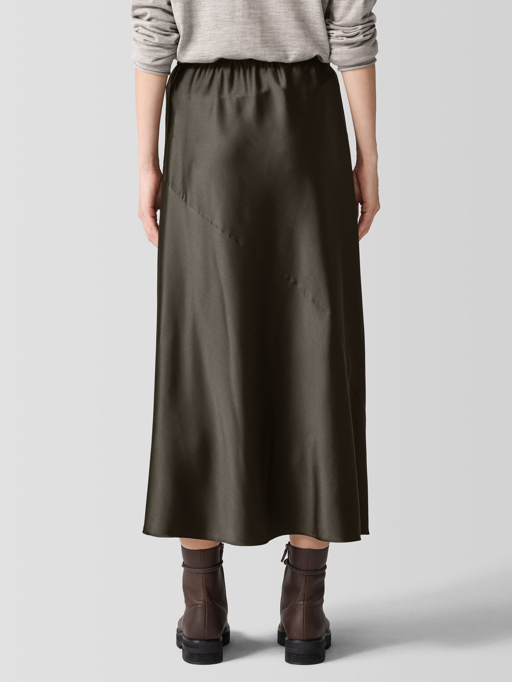 Stretch Silk Charmeuse Bias Skirt