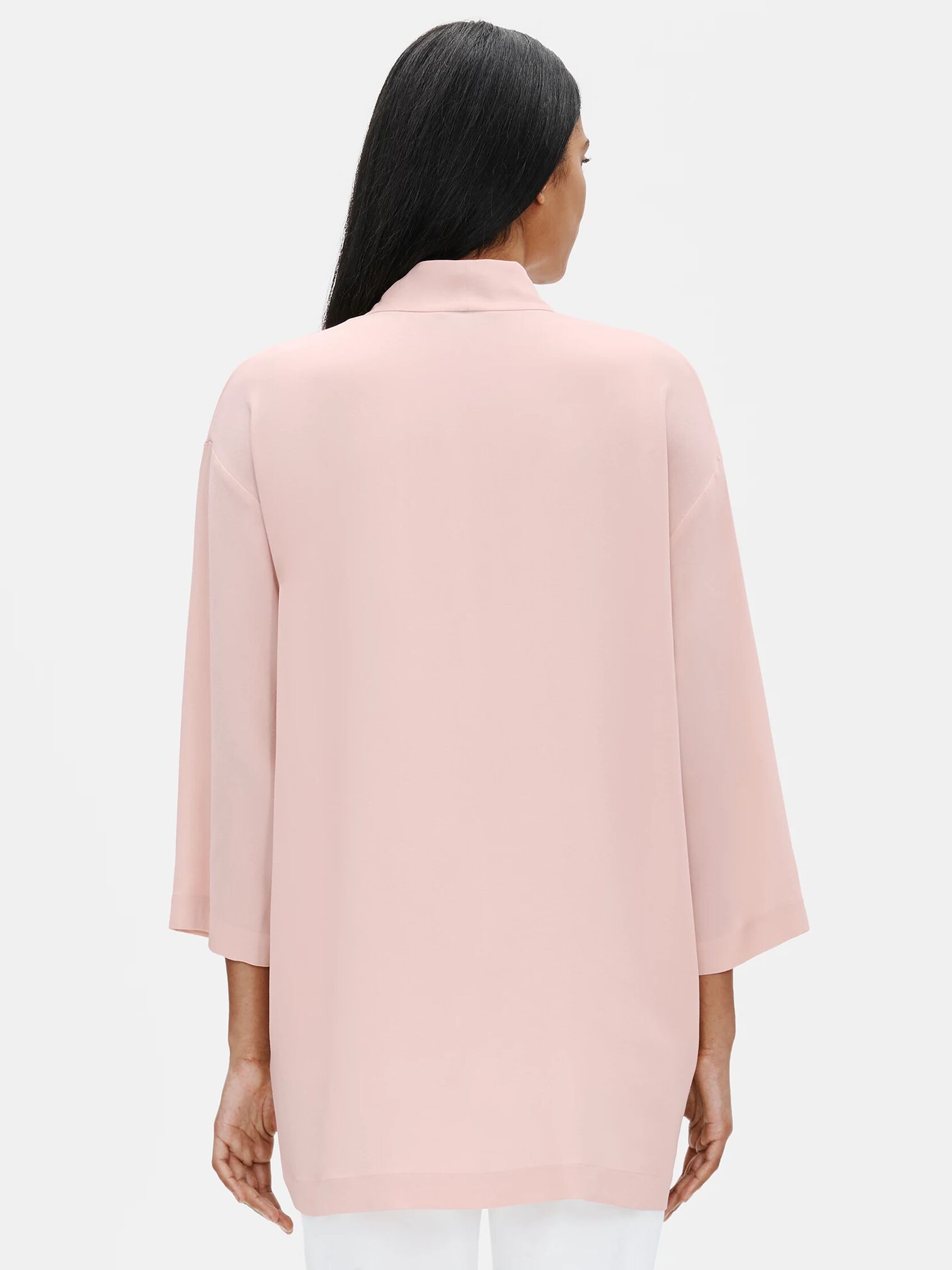 Silk Georgette Crepe High Collar Jacket