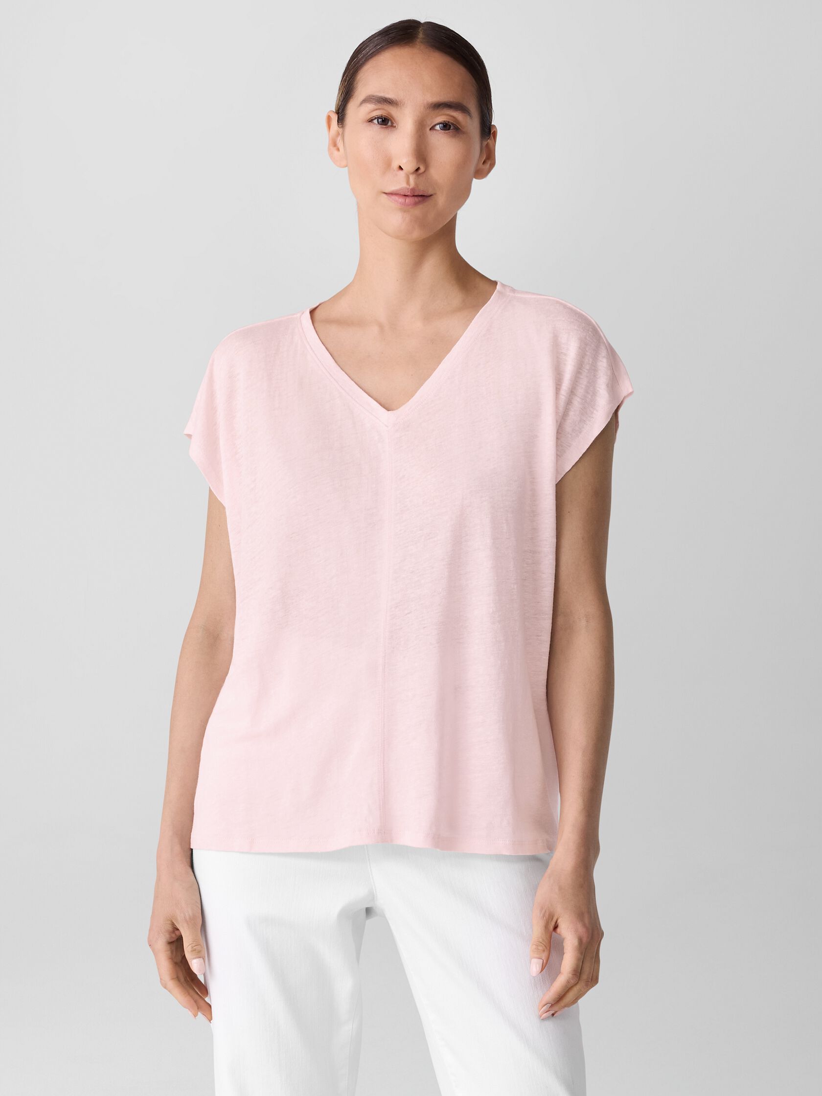 Organic Linen Jersey V-Neck Tee