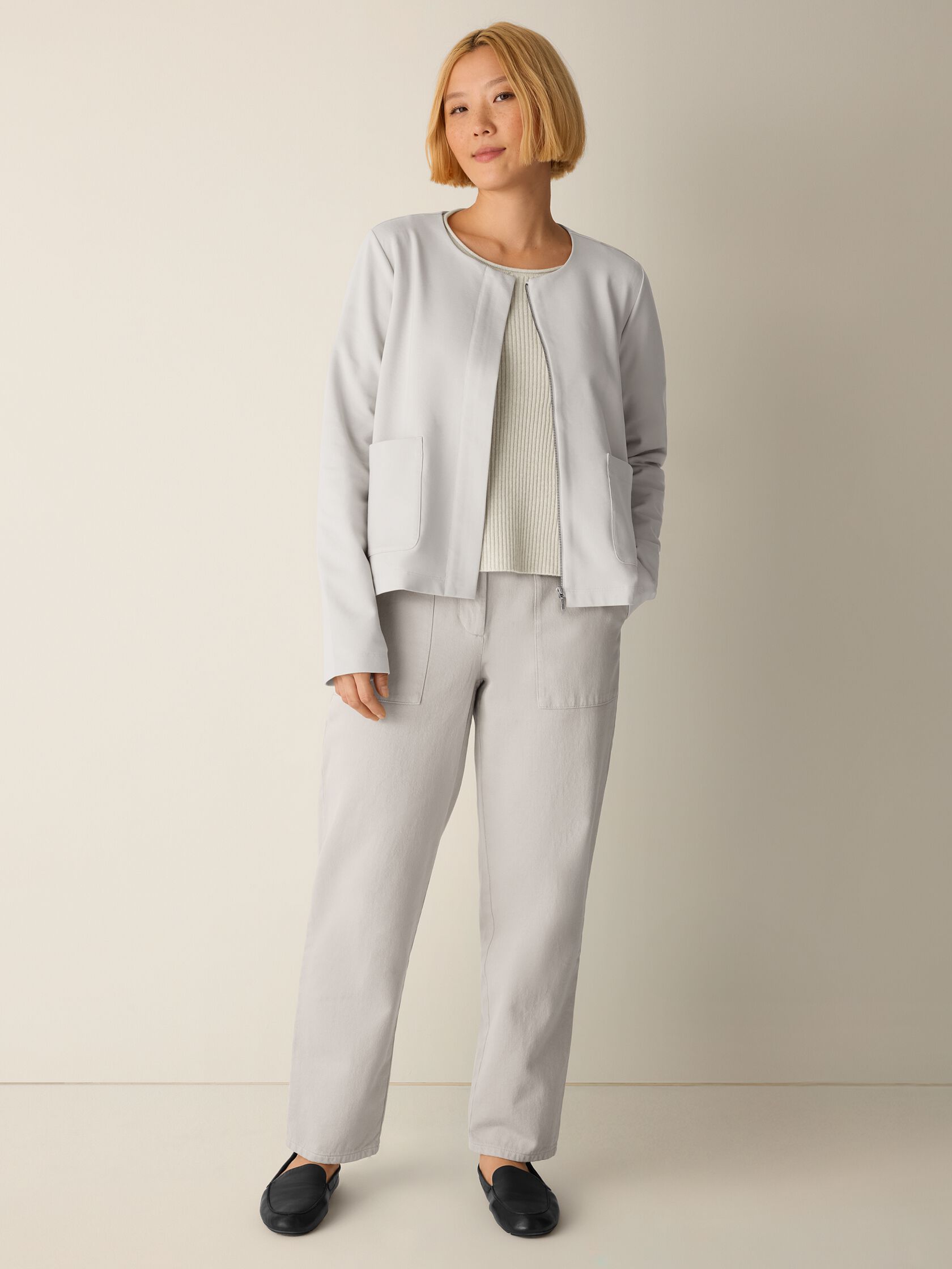 Washable Flex Ponte Round Neck Jacket