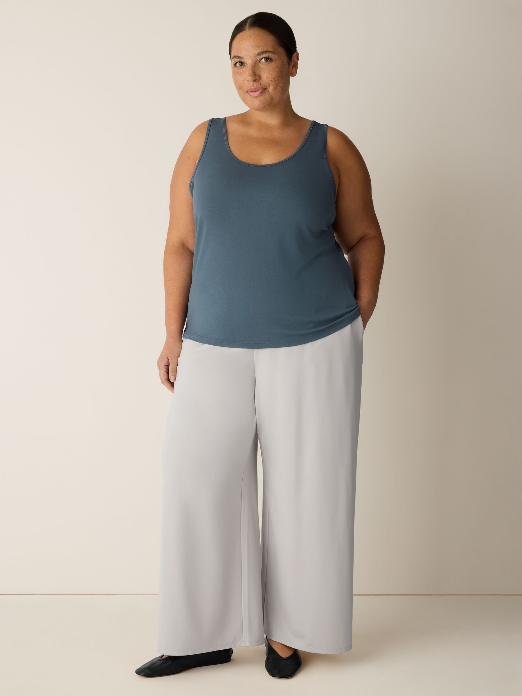 Stretch Silk Jersey Scoop Neck Tank