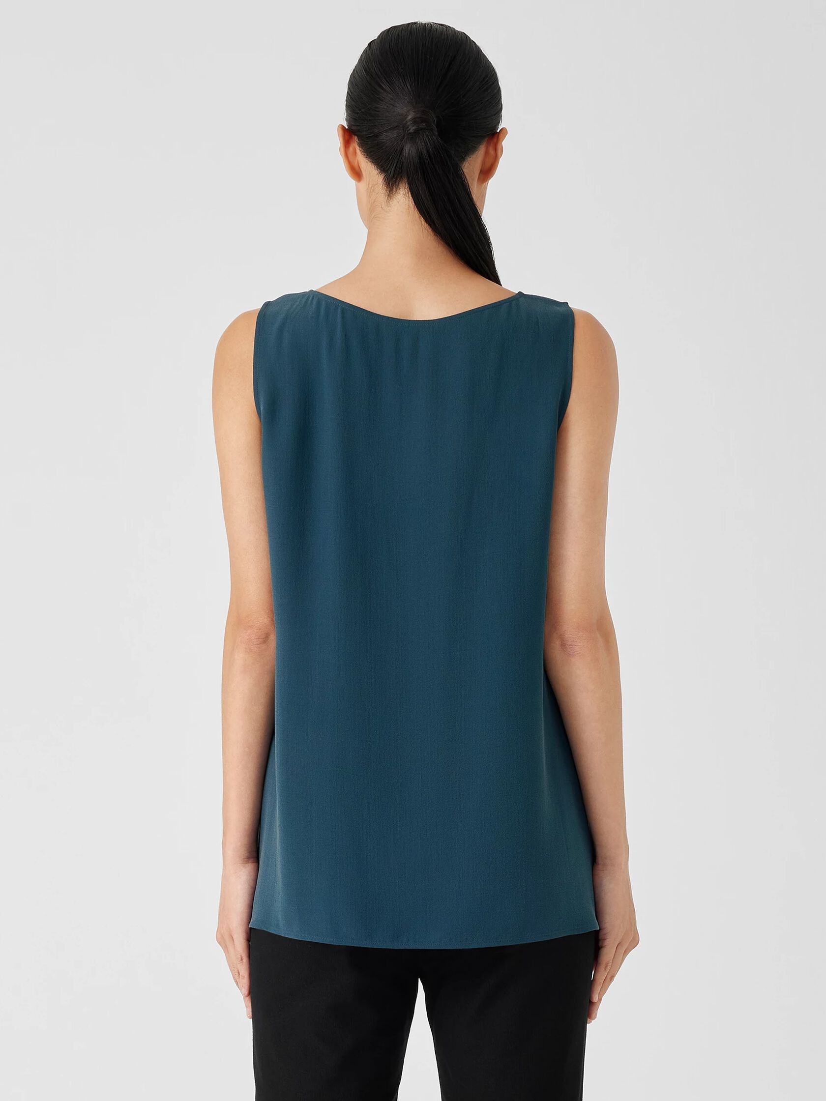 Silk Georgette Crepe Ballet Neck Tank