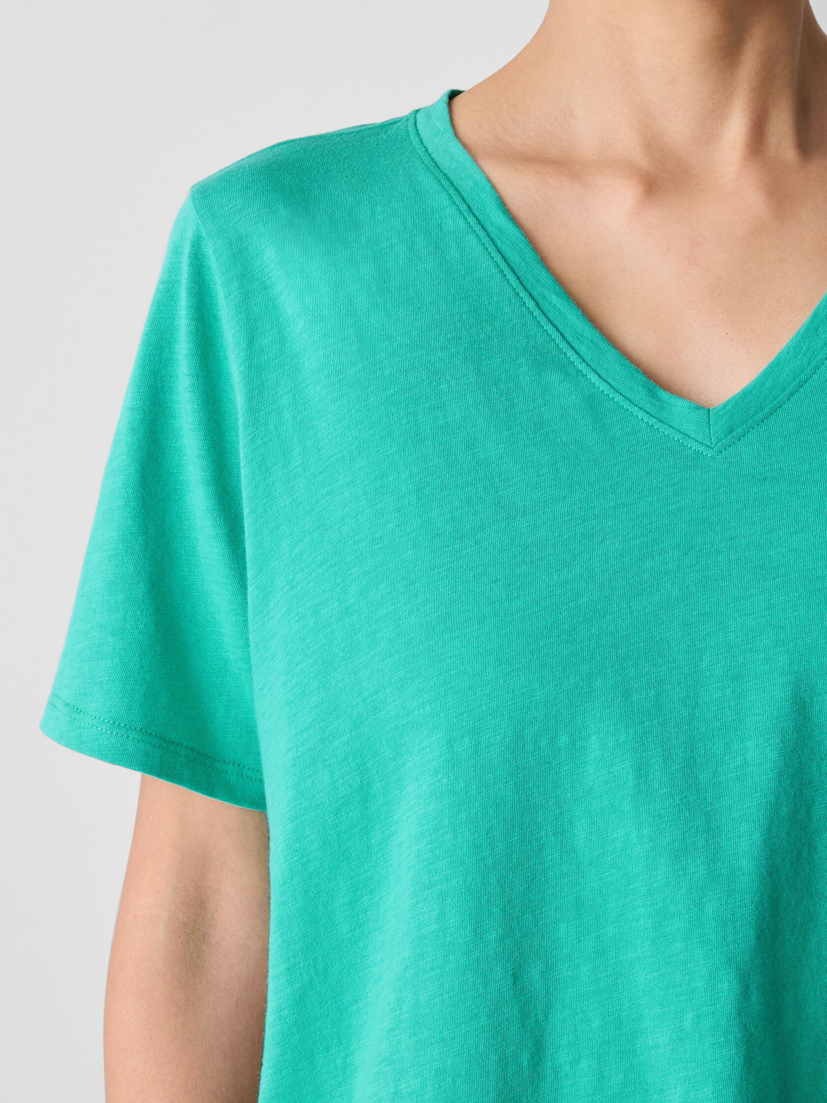 Organic Cotton Slubby Jersey V-Neck Tee