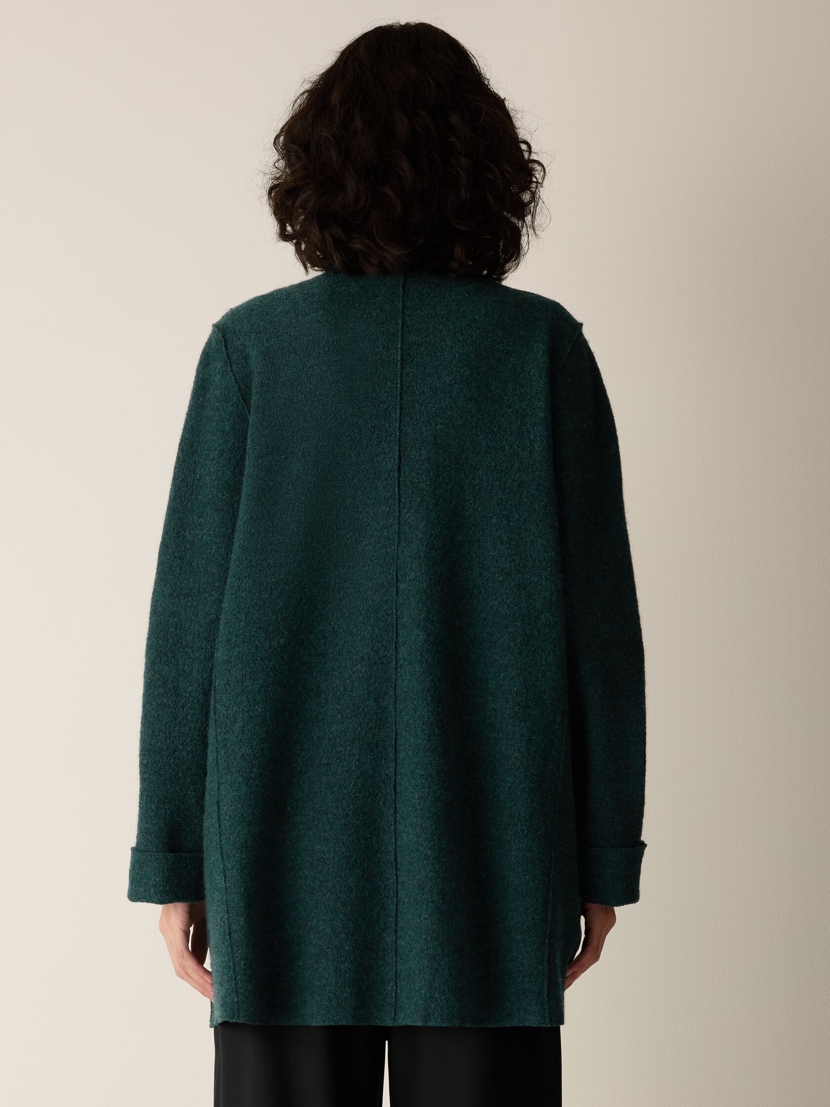 Lightweight Boiled Wool High Collar Jacket in Regenerative Wool