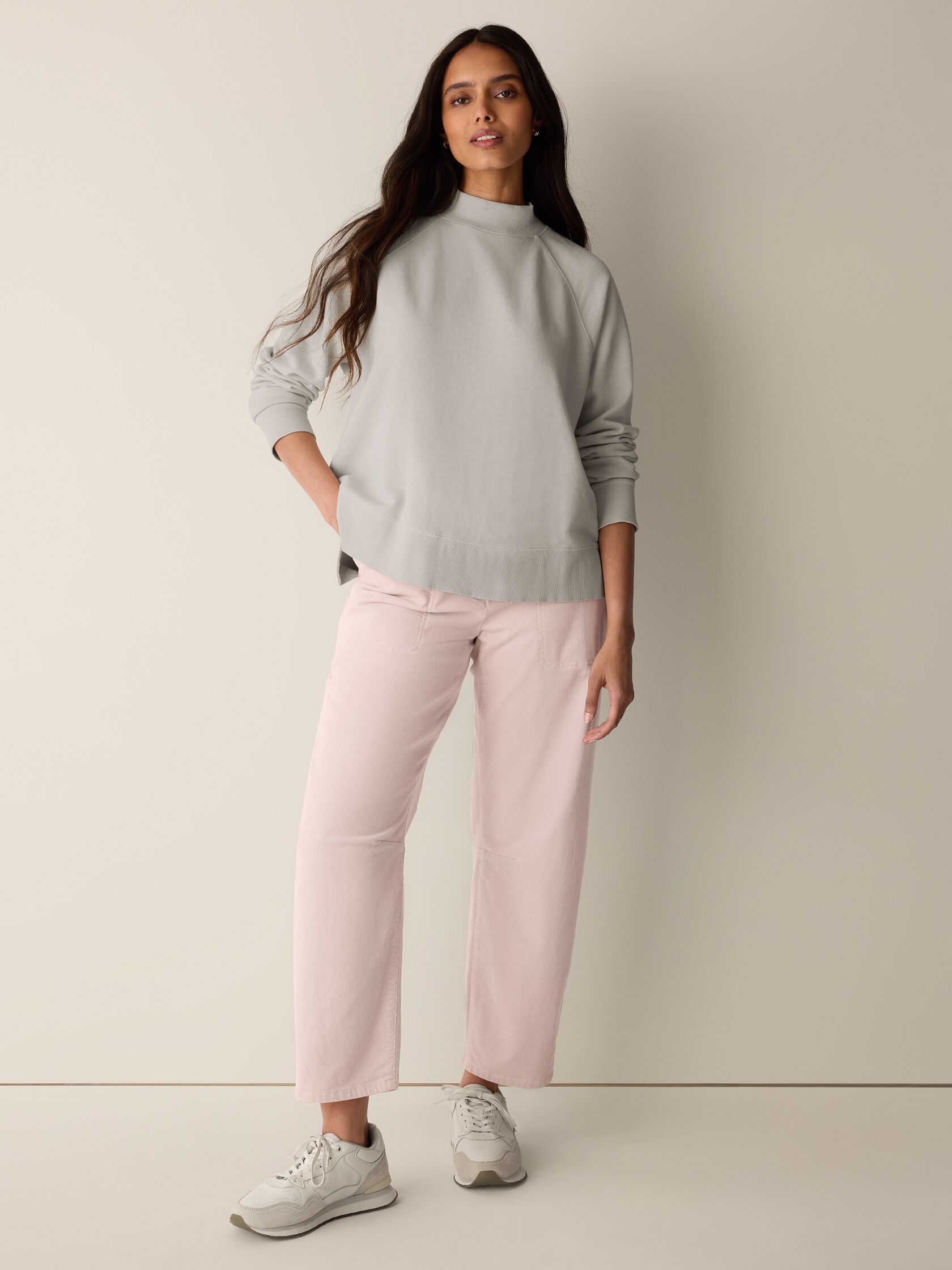 Garment-Dyed Organic Cotton Terry High Neck Top