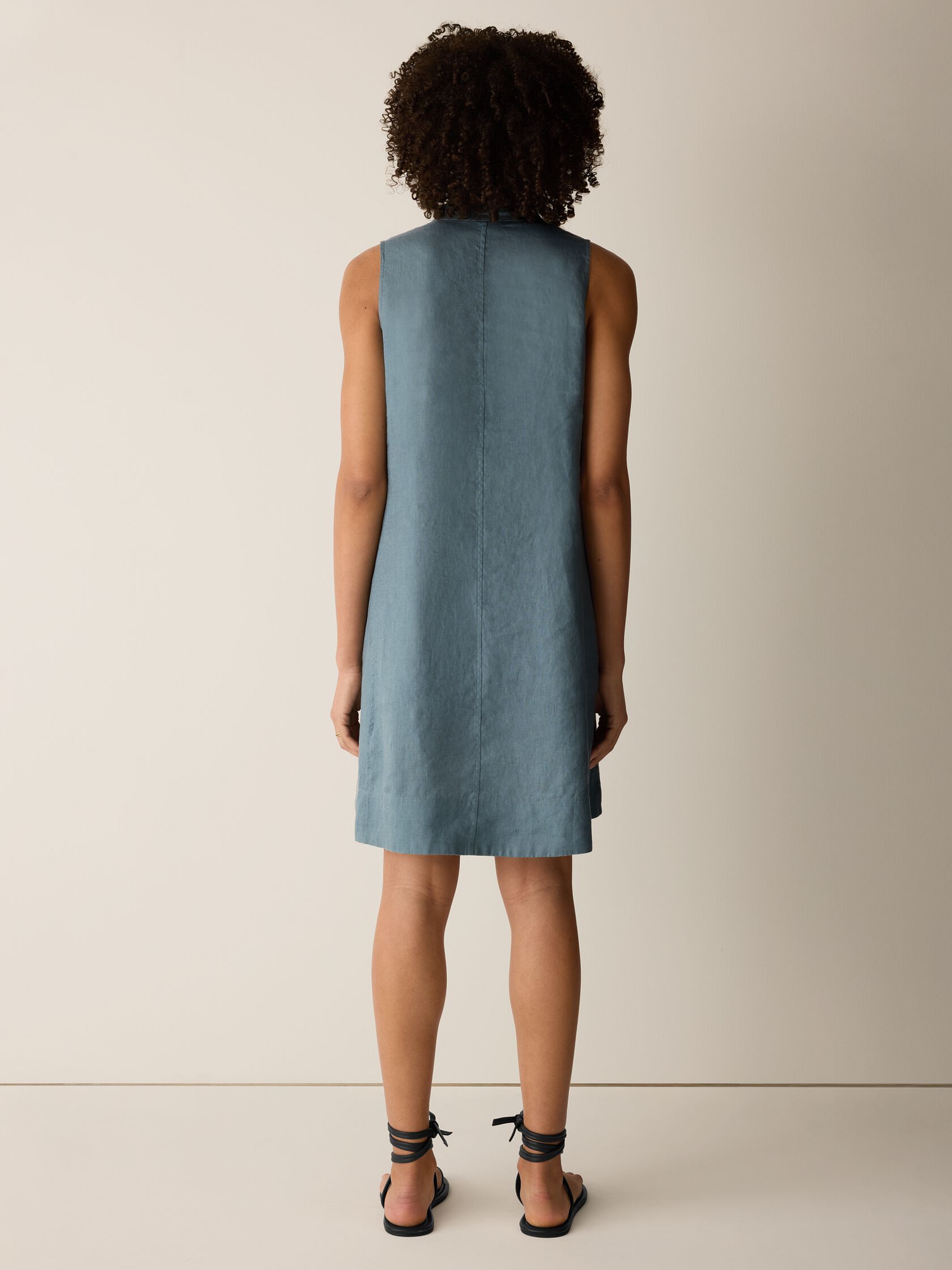 Organic Linen Split Neck Dress