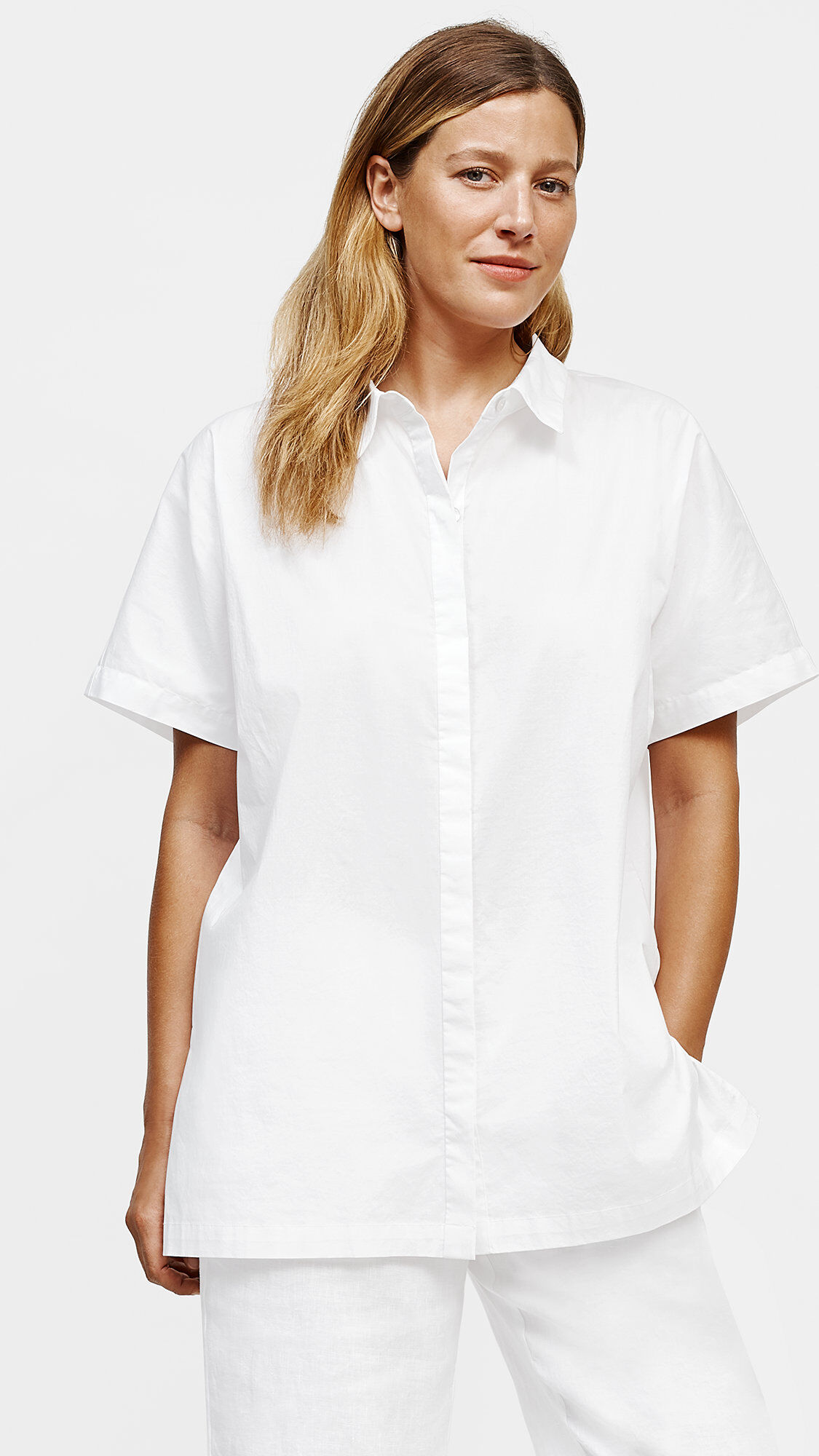 Organic Cotton Classic Collar Long Shirt | EILEEN FISHER