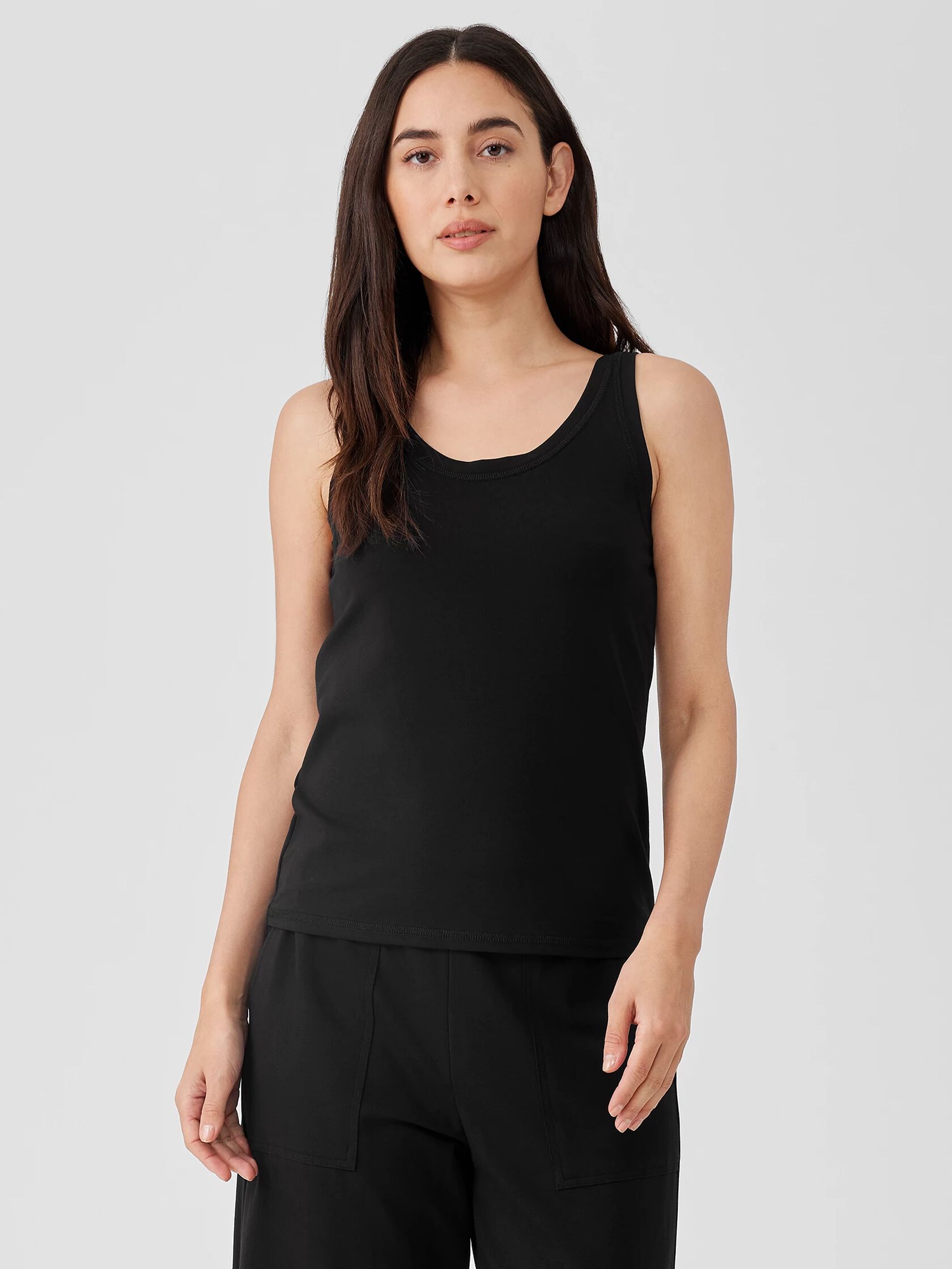 Pima Cotton Stretch Jersey Scoop Neck Tank