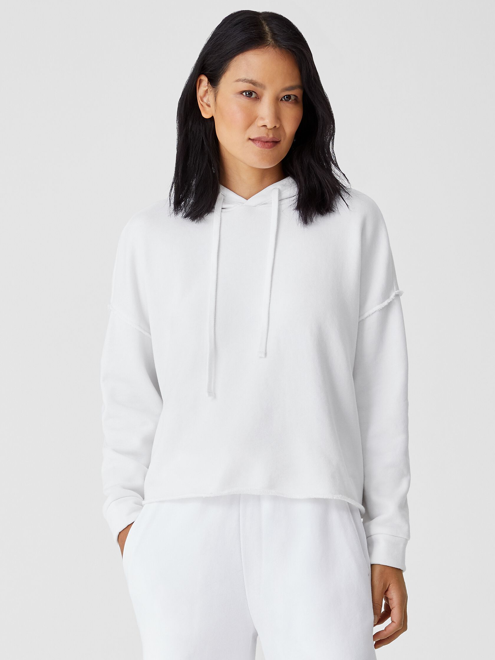 Organic Cotton French Terry Hooded Top | EILEEN FISHER