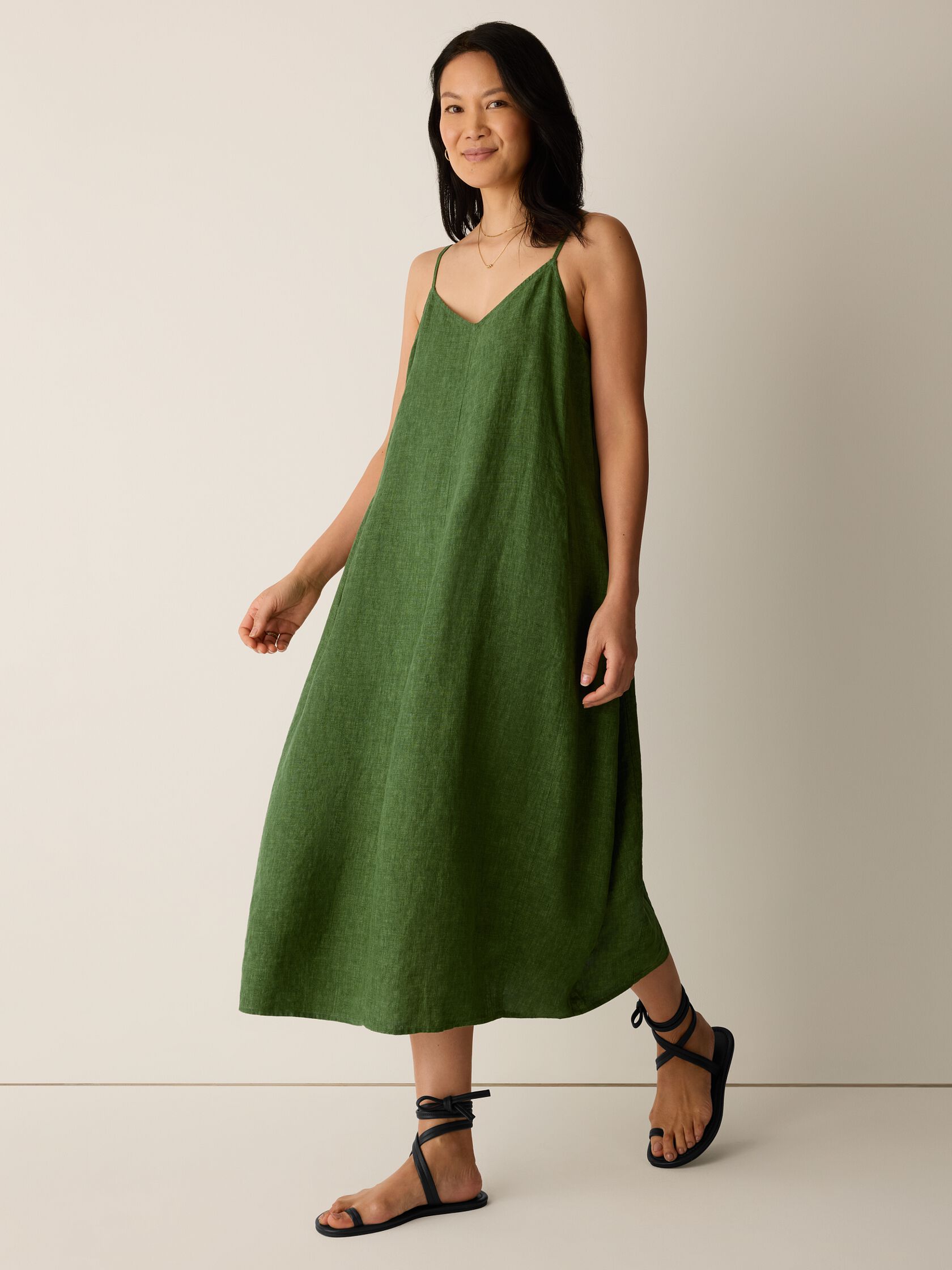 Washed Organic Linen D&eacute;lav&eacute; Lantern Dress