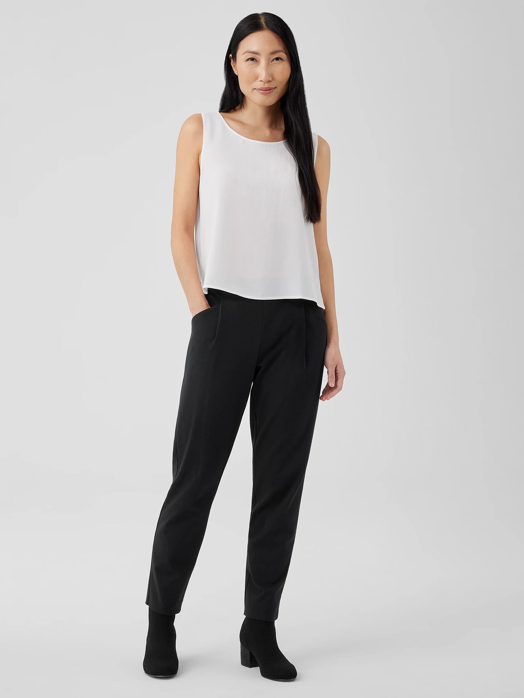 Cotton Blend Ponte Tapered Pant