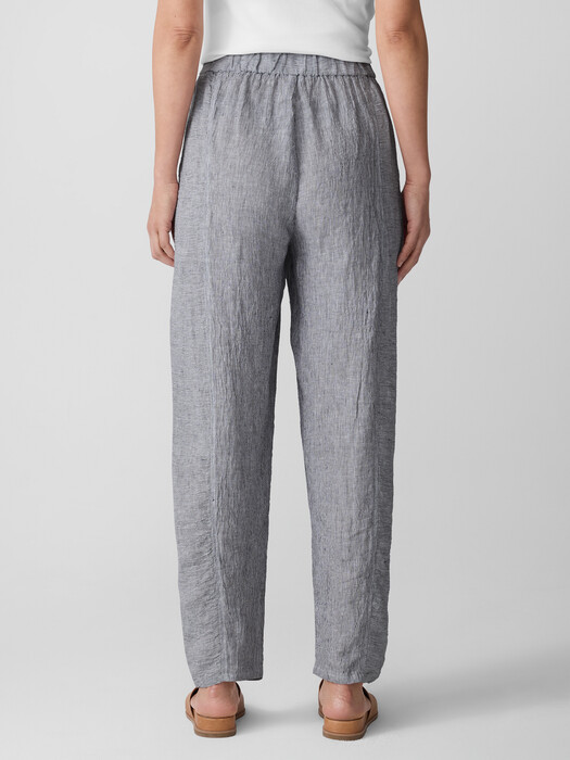 Puckered Organic Linen Stripe Lantern Pant