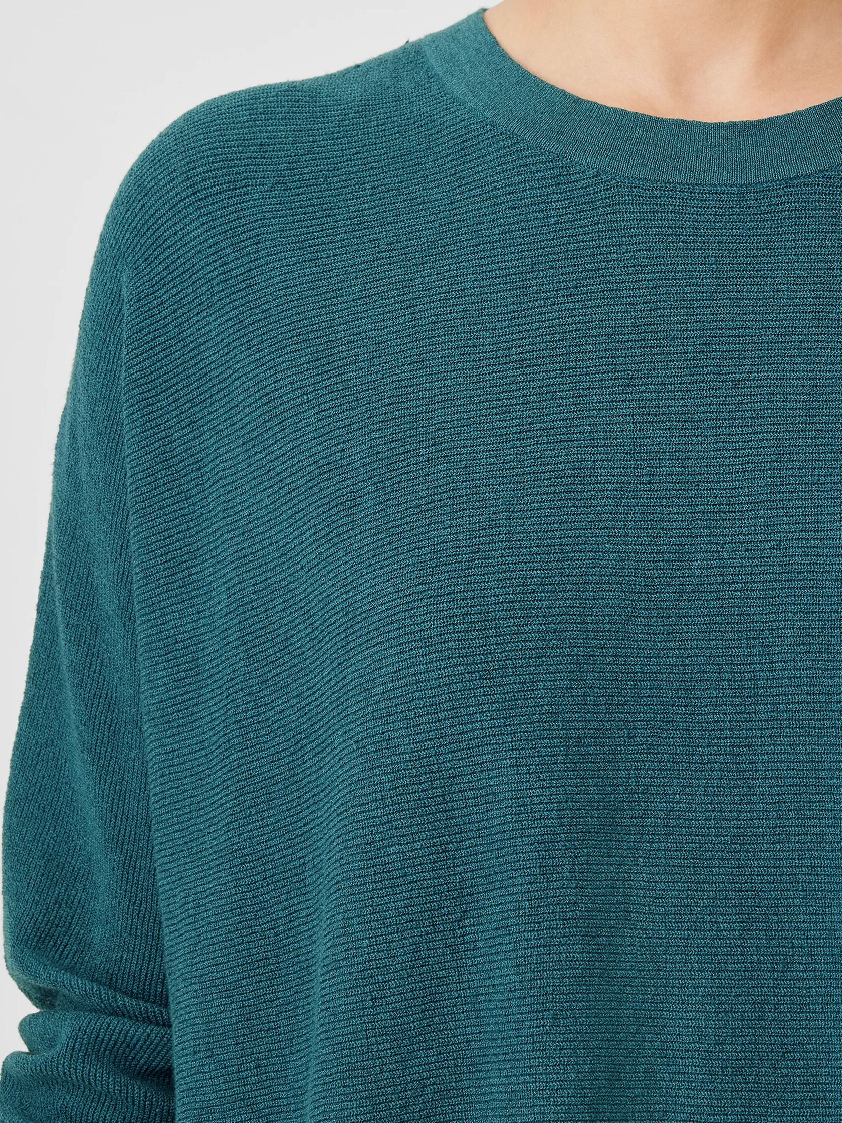 Linen Crepe Stretch Crew Neck Top