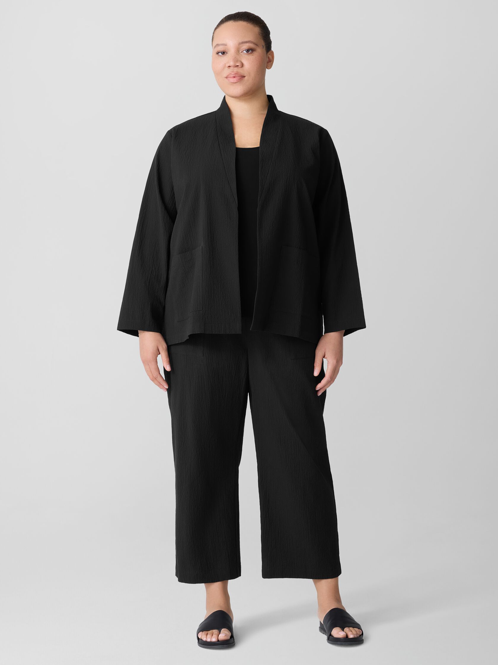Organic Cotton Pucker High Collar Jacket