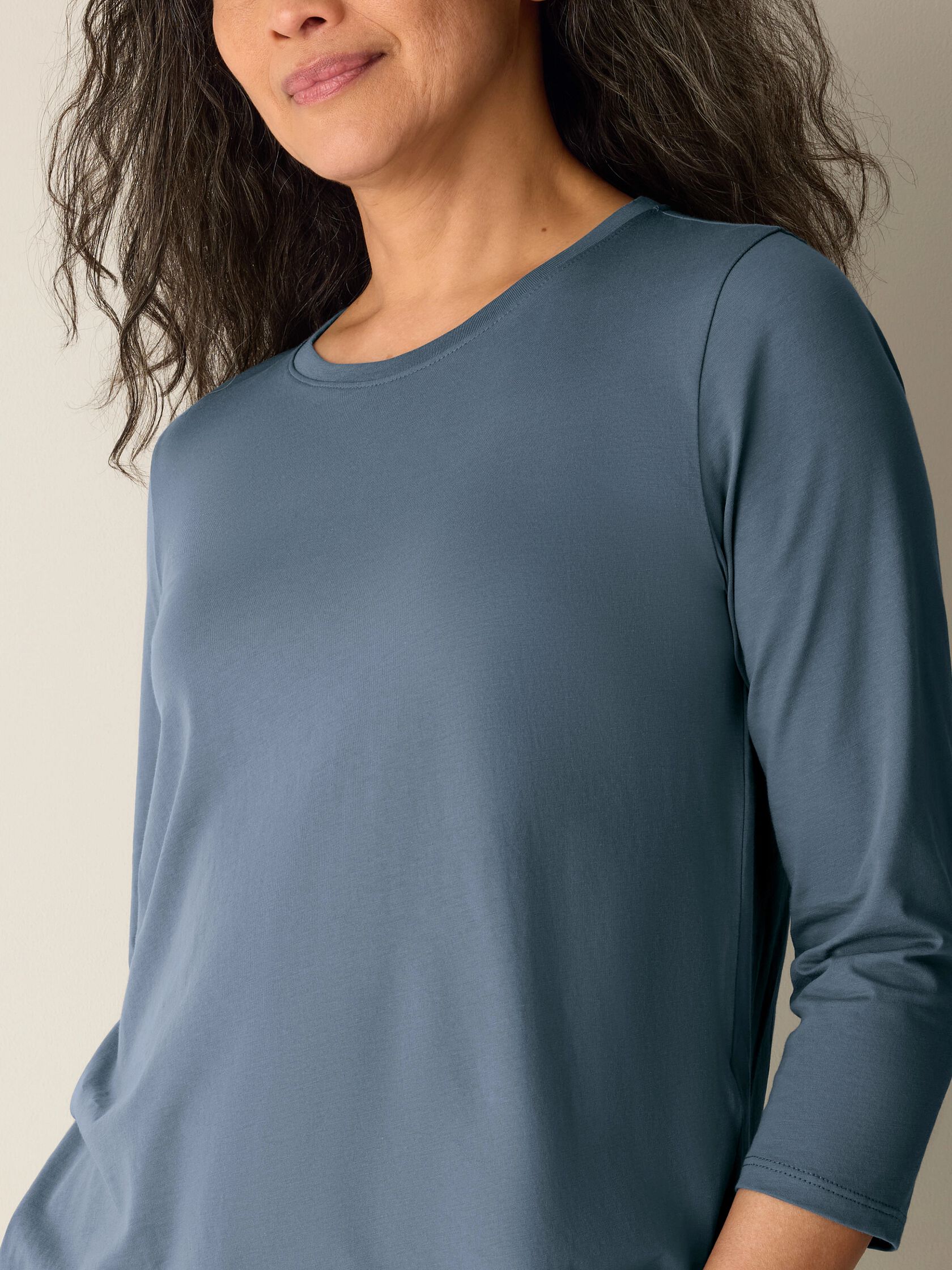 Organic Pima Cotton Jersey 3/4-Sleeve Tee