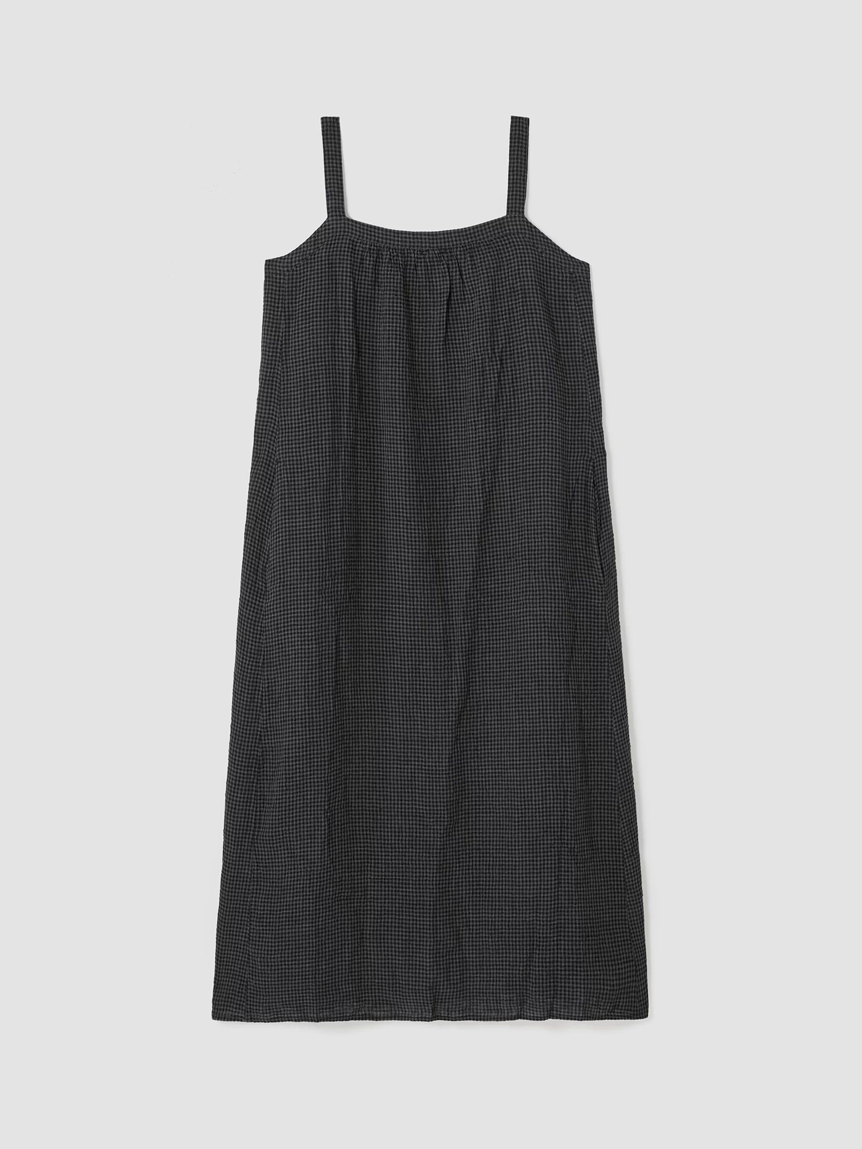 Puckered Organic Linen Square Neck Dress