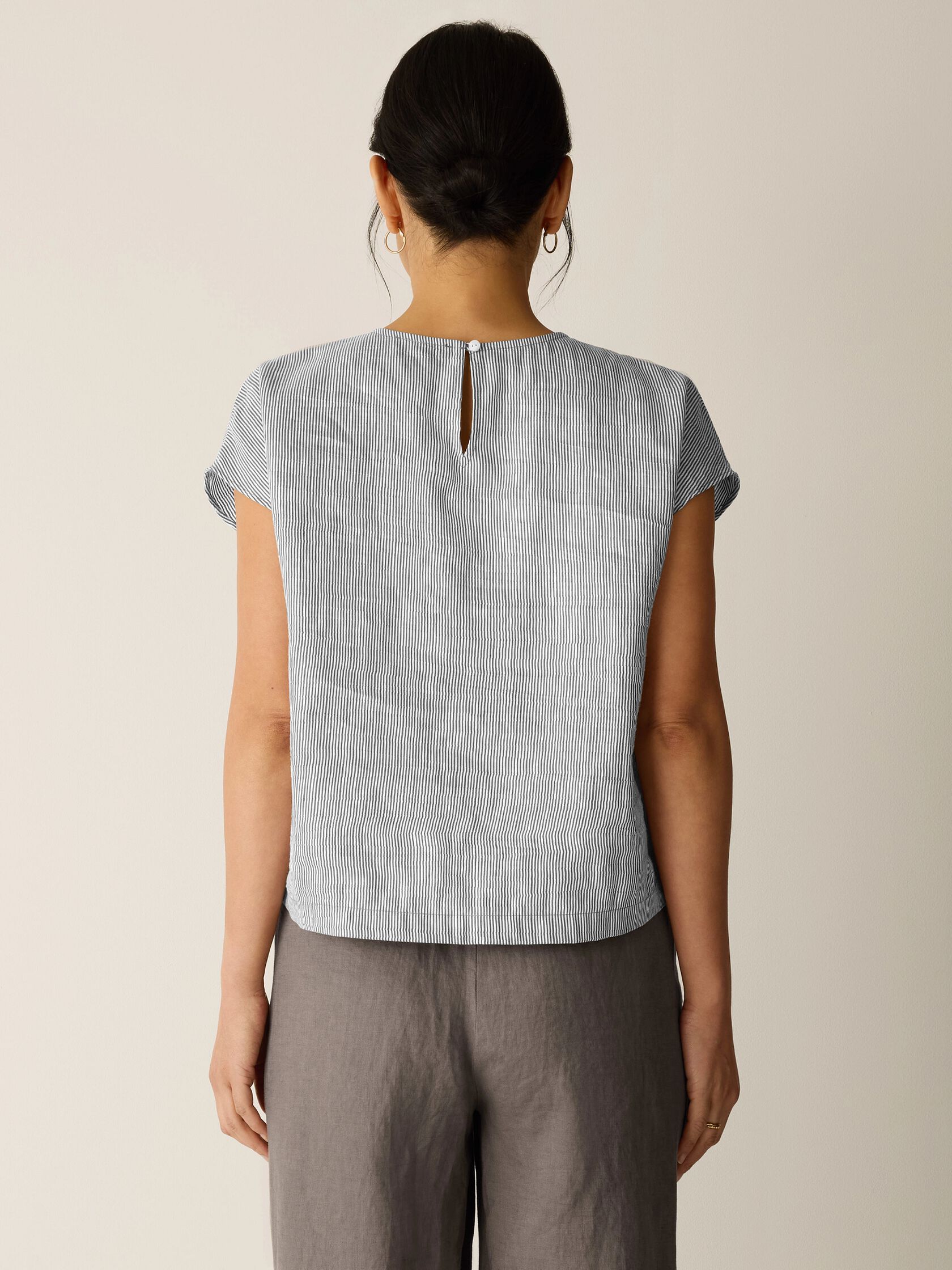 Striped Linen Sheen Square Top