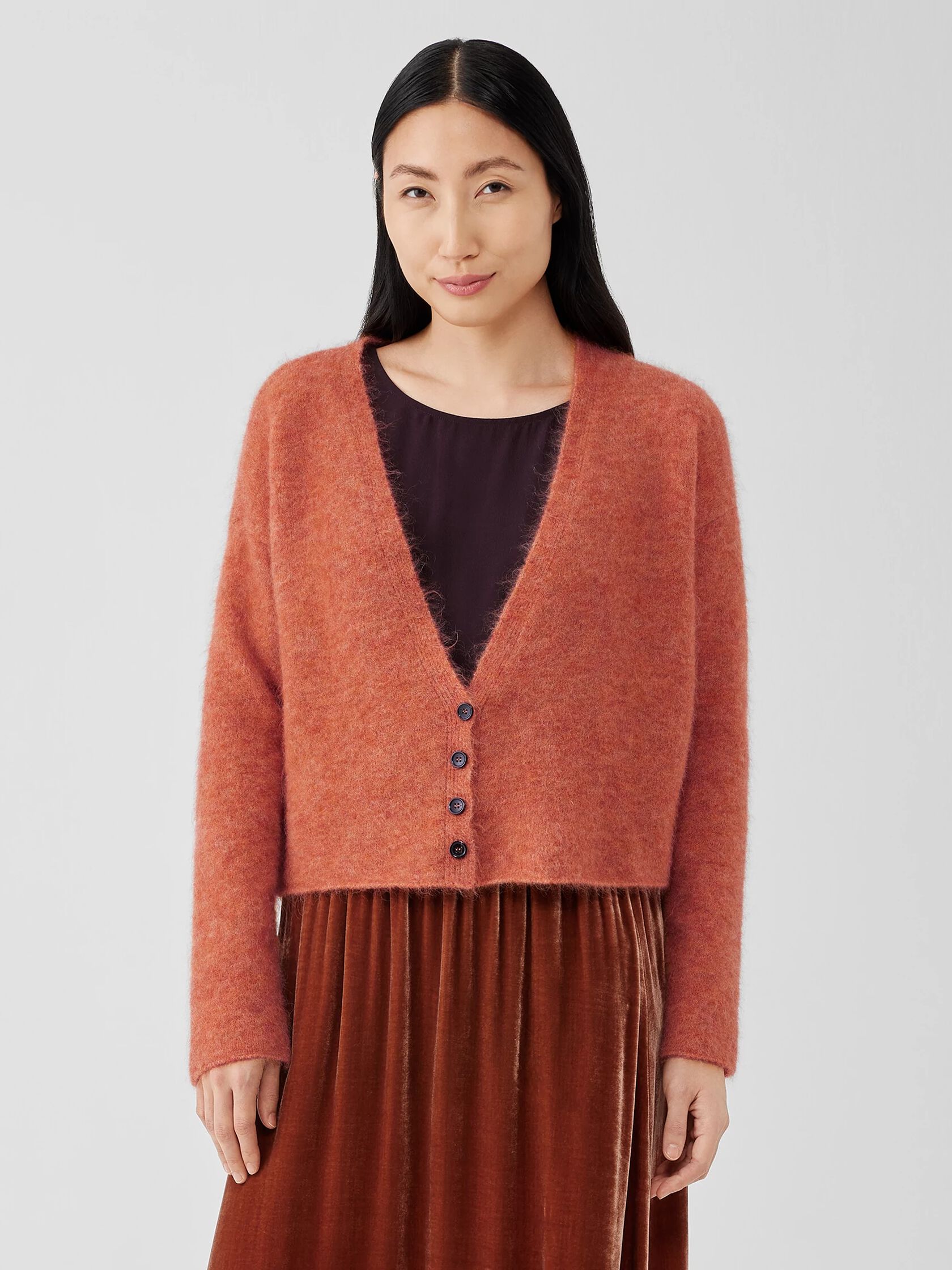 Mohair Plush Melange Cropped Cardigan