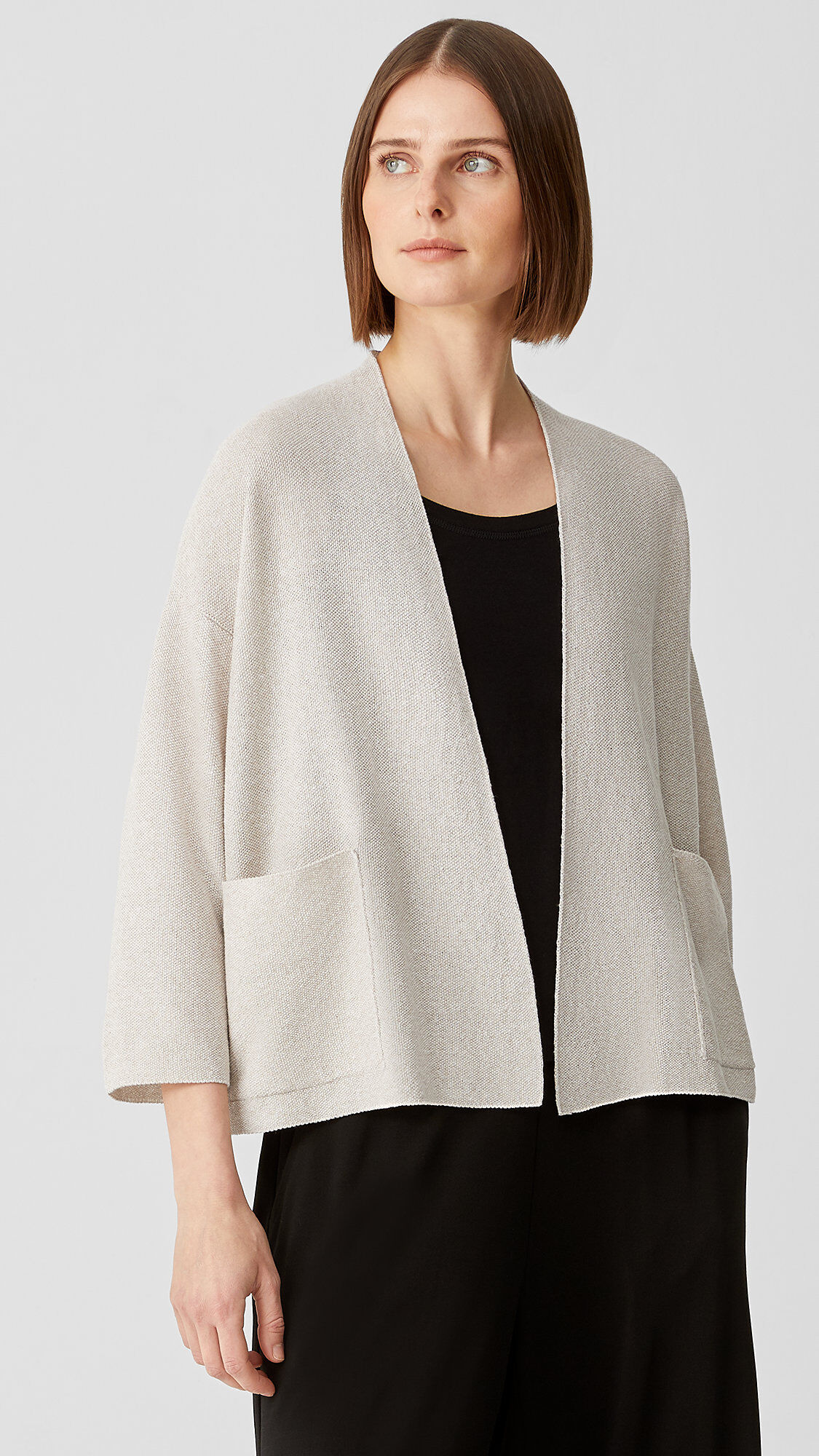 Organic Linen Cotton Twist Cardigan EILEEN FISHER
