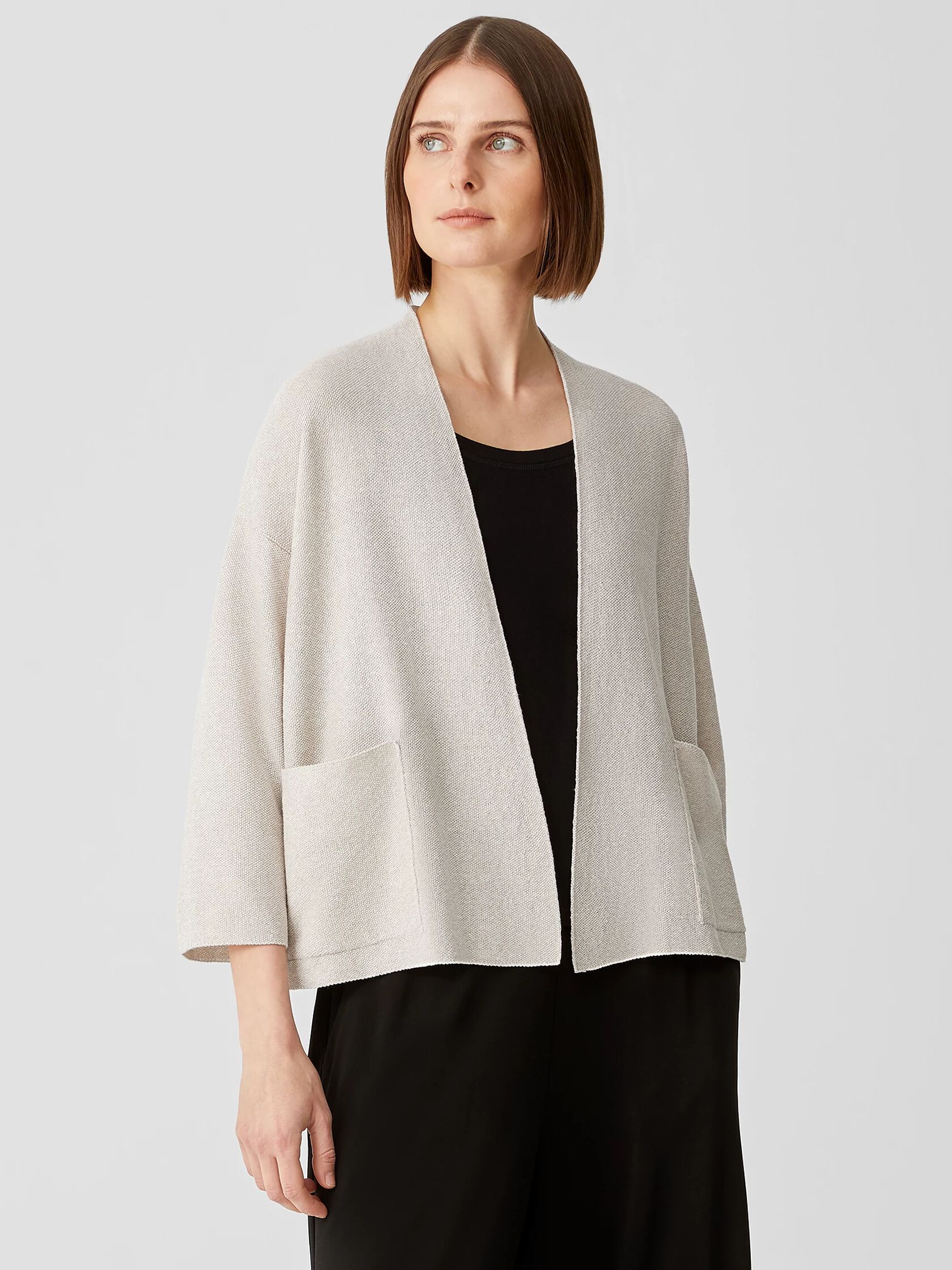 Organic Linen Cotton Twist Cardigan | EILEEN FISHER