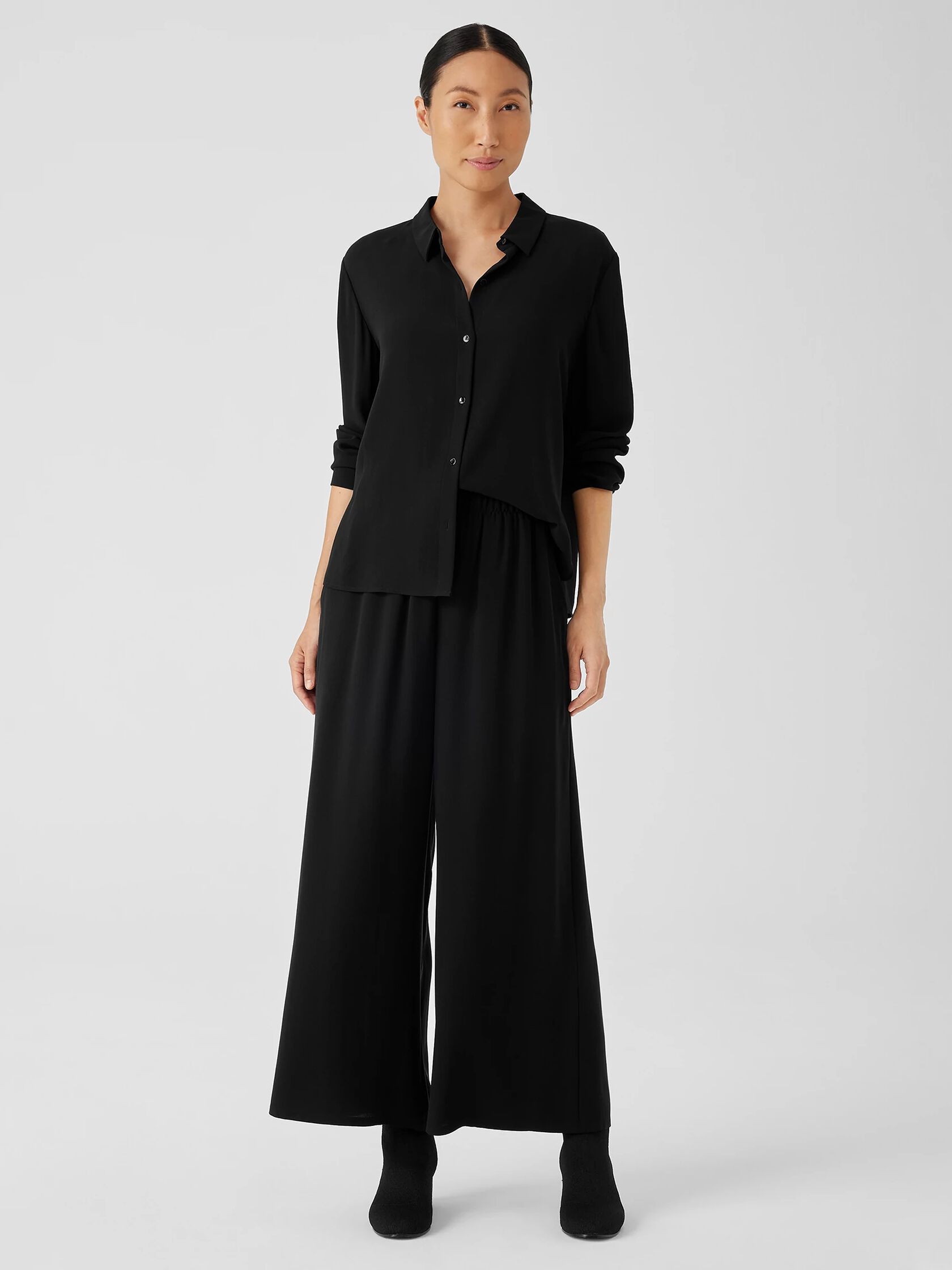 Silk Georgette Crepe Wide-Leg Pant