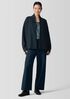 Lightweight Boiled Wool High Collar Jacket in Regenerative Wool