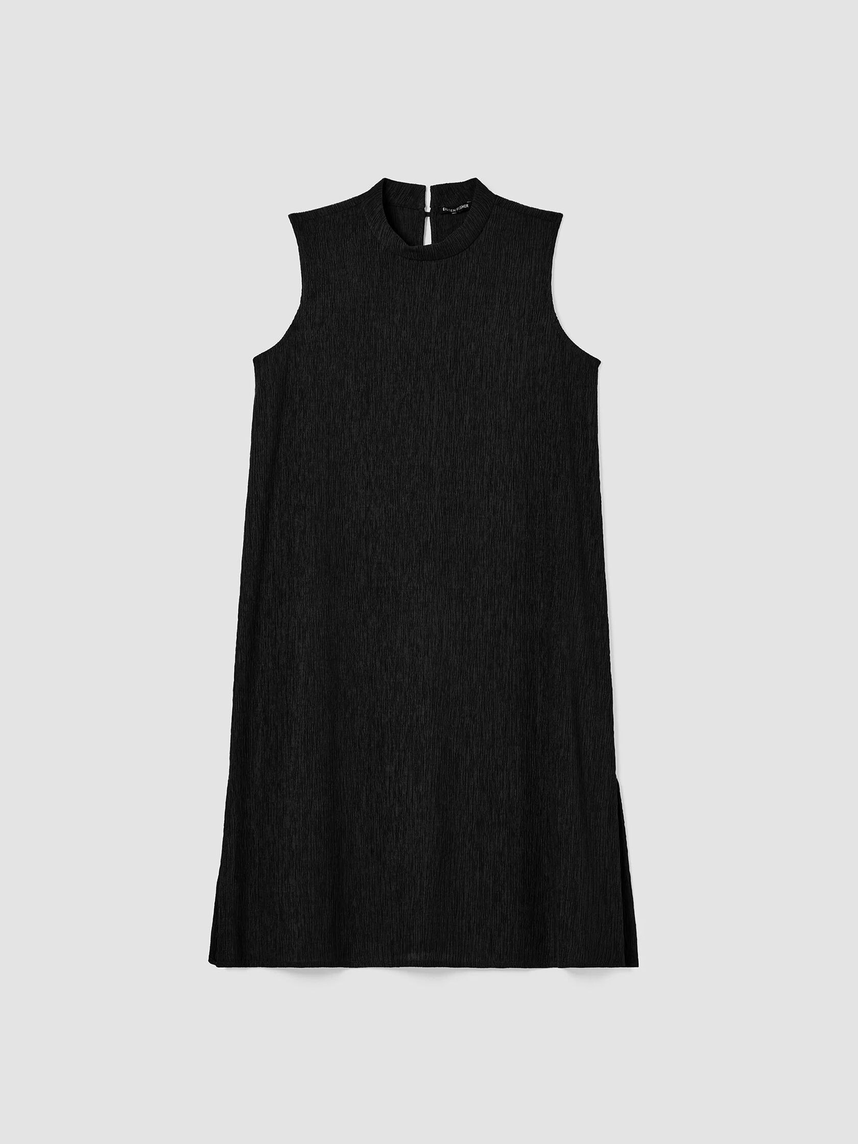 Woven Plisse Mock Neck Dress