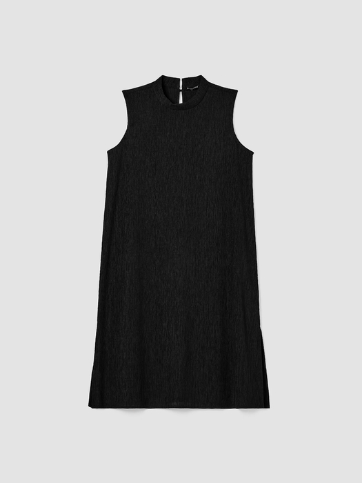 Woven Plisse Mock Neck Dress