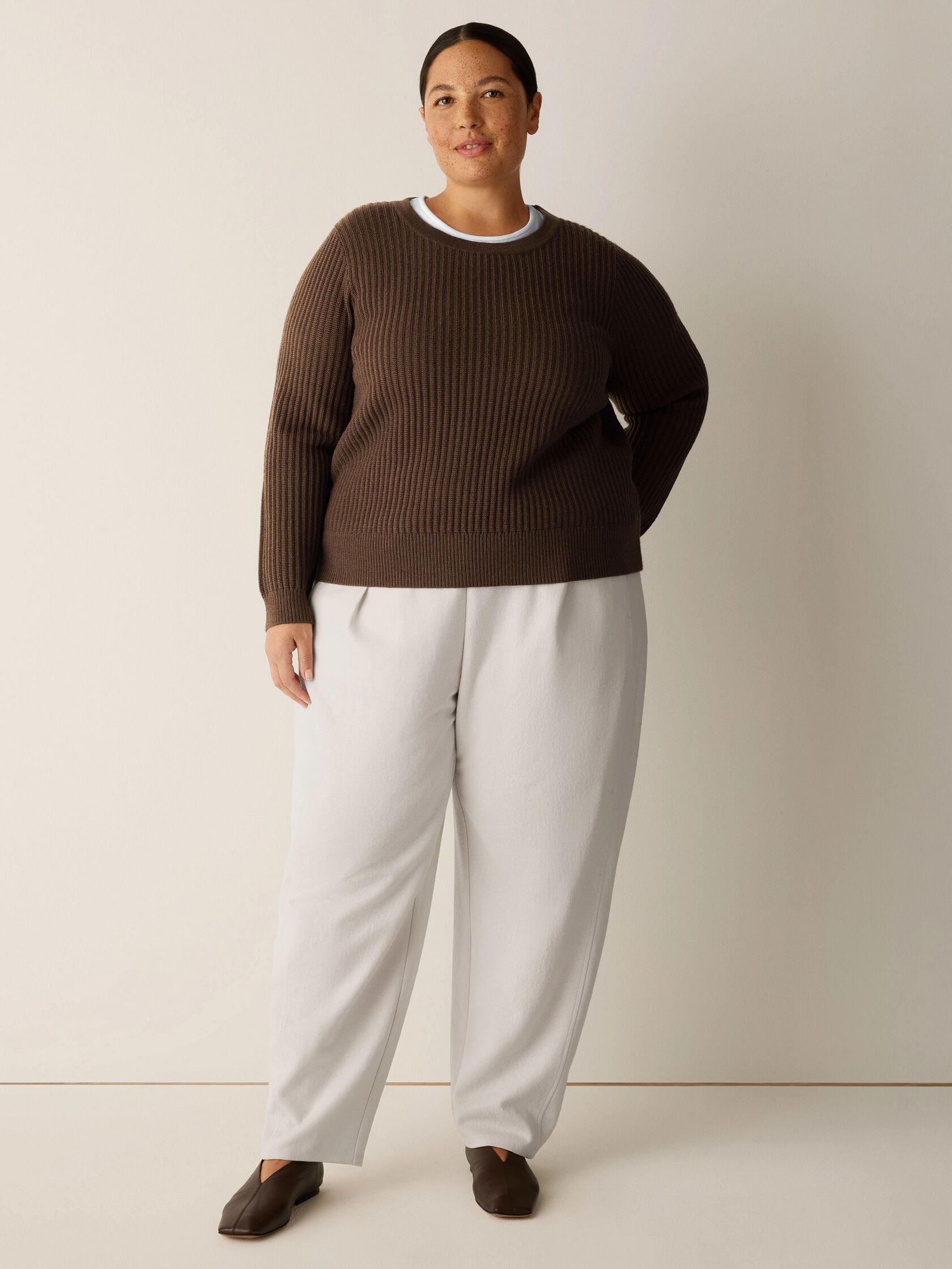 Italian Merino Crew Neck Top in Regenerative Wool