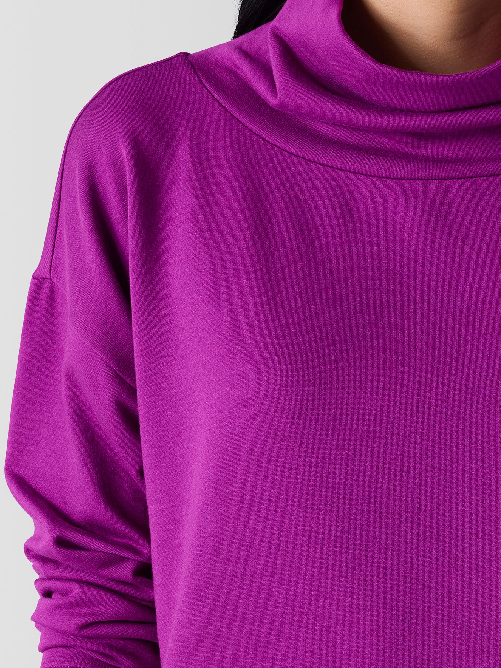 Cozy Brushed Terry Hug Funnel Neck Top