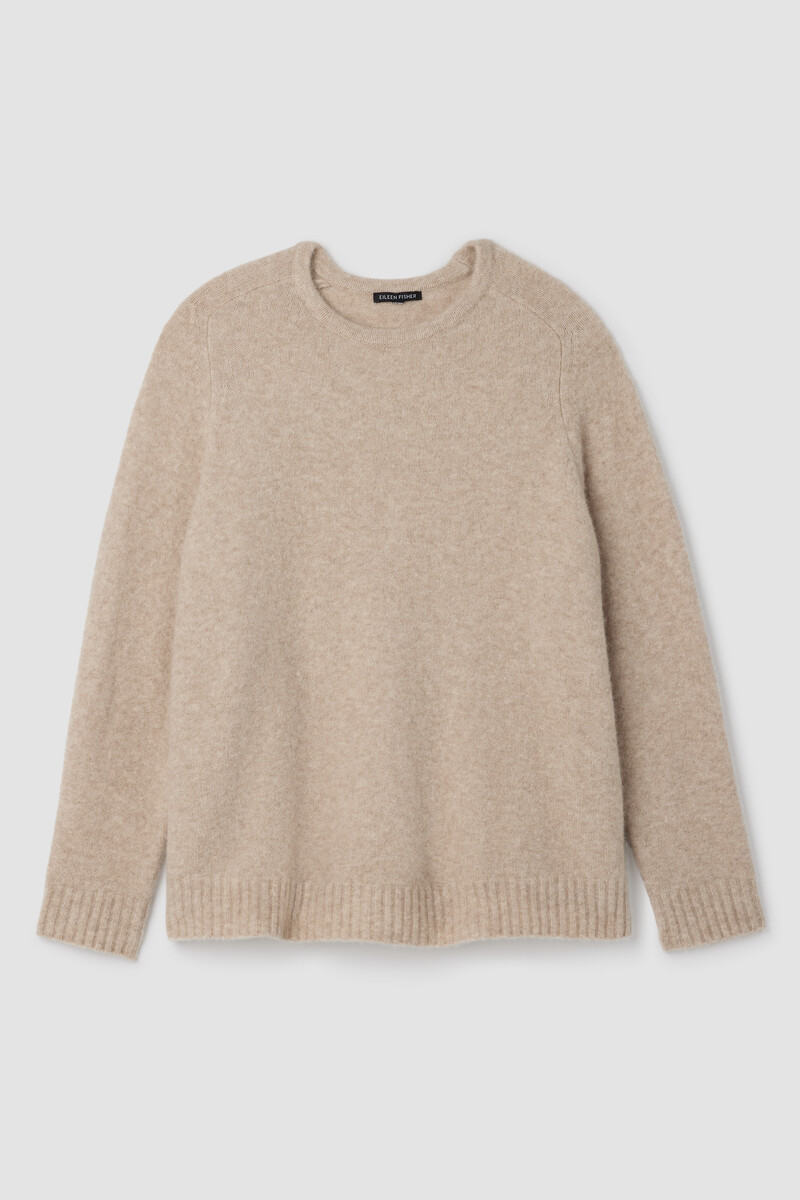 Cashmere Silk Boucle Bliss Crew Neck Long Top Cashmere Silk Boucle Bliss Crew Neck Long Top