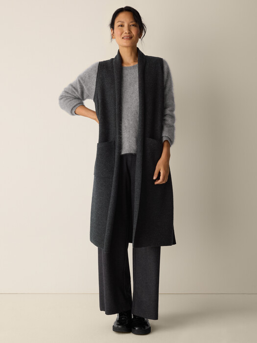 Lightweight Boiled Wool Shawl Collar Vest in Regenerative Wool