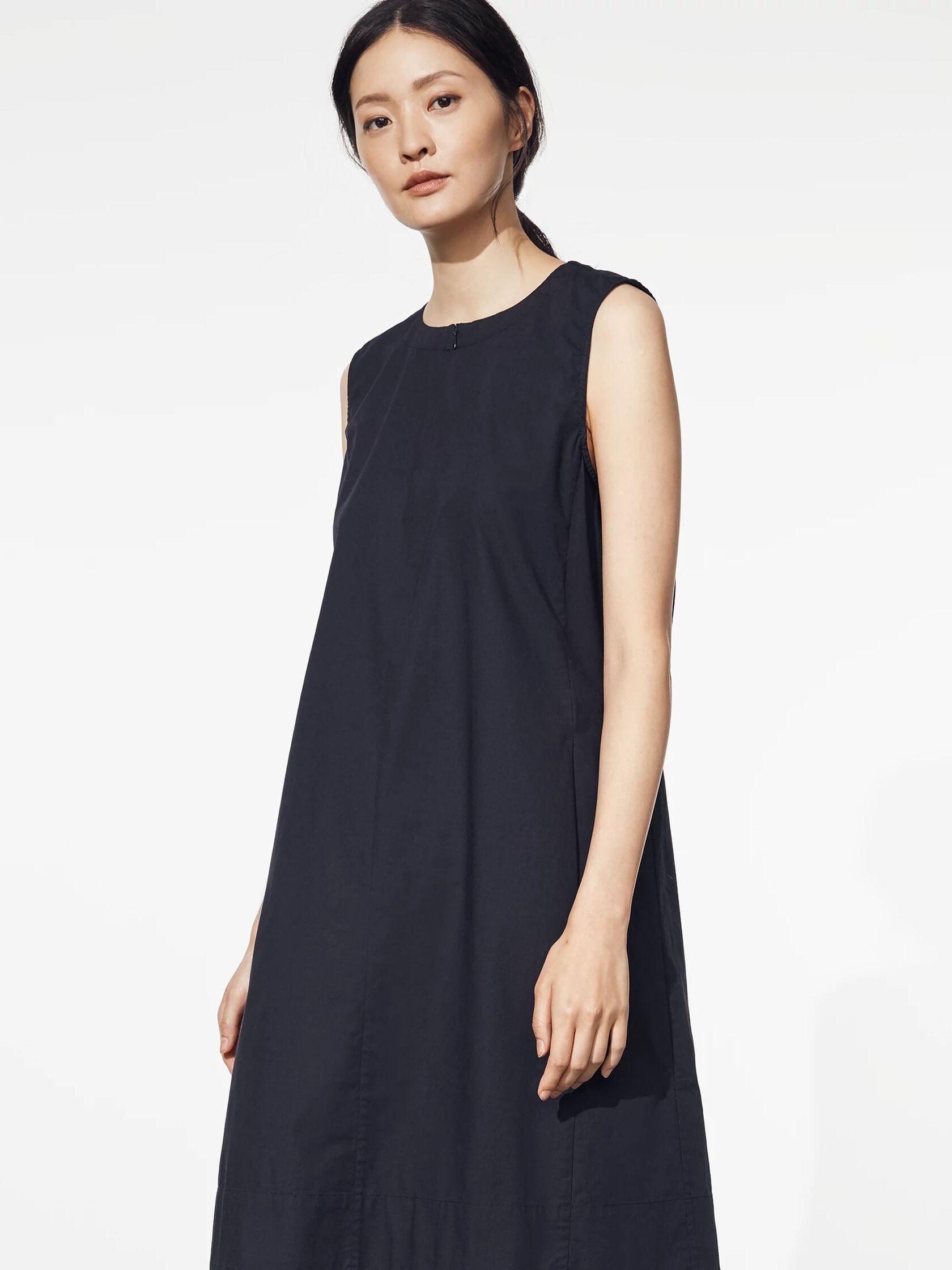 Organic Cotton Poplin Zip Neck Dress
